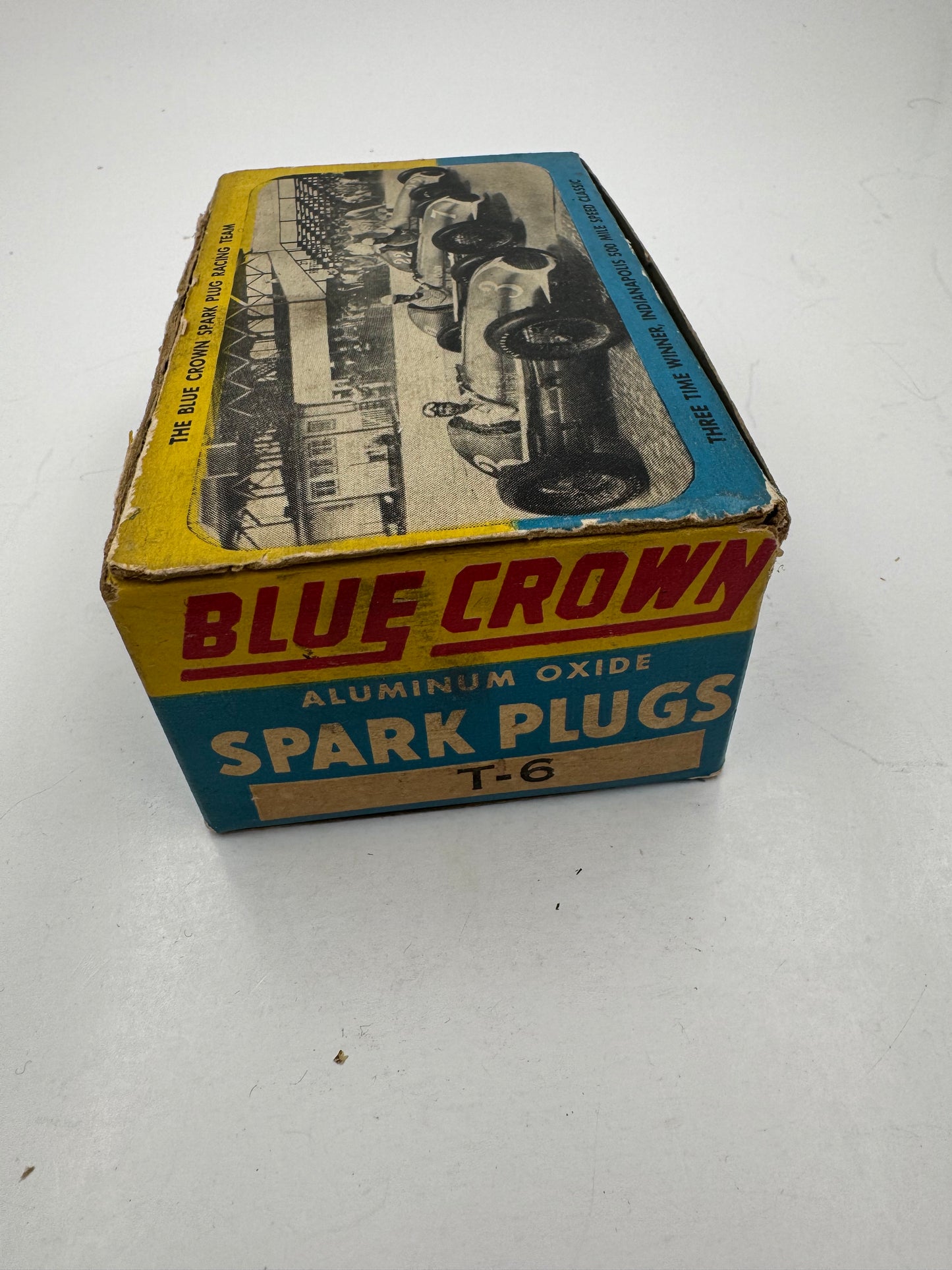 Vintage Blue Crown Spark Plug Box