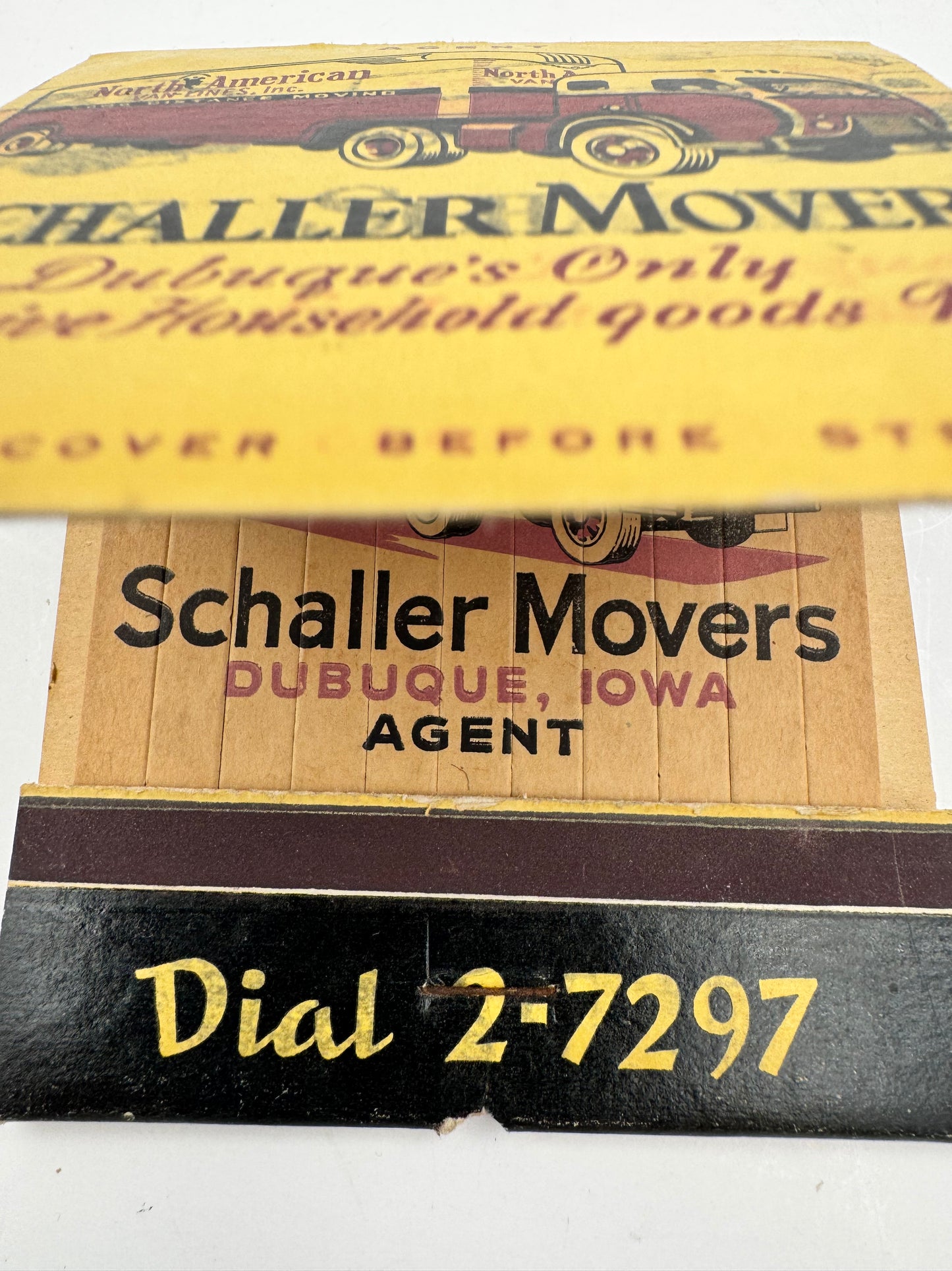 Vintage Feature Matchbook Full Schaller Movers 1930s