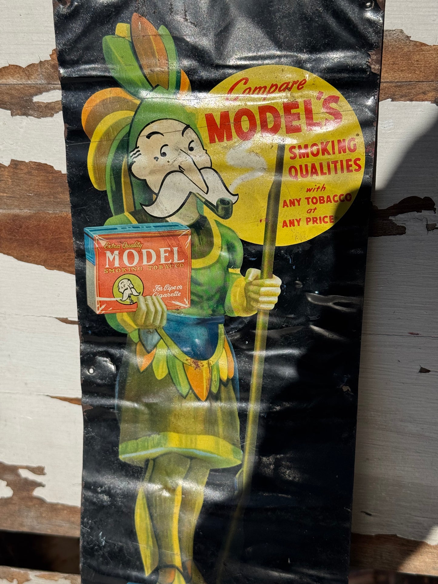 Vintage Models Tobacco Sign Wrinkly