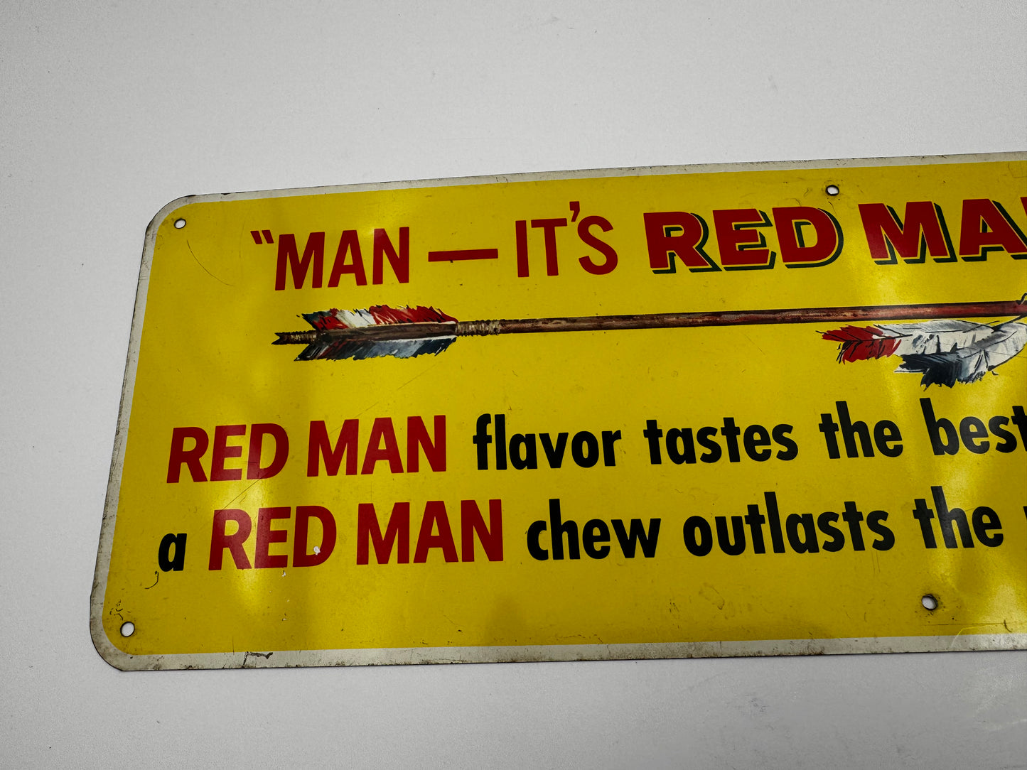 Vintage Redman Tobacco Sign Tin Minty