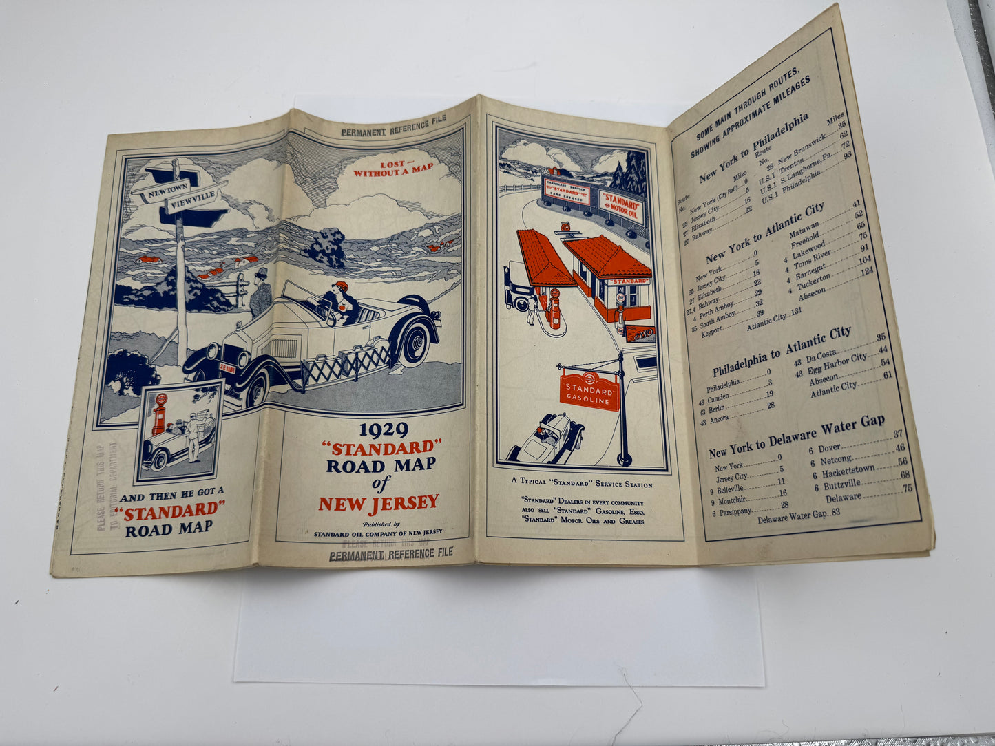 Vintage Road Map Standard Oil NJ 1929 Mint