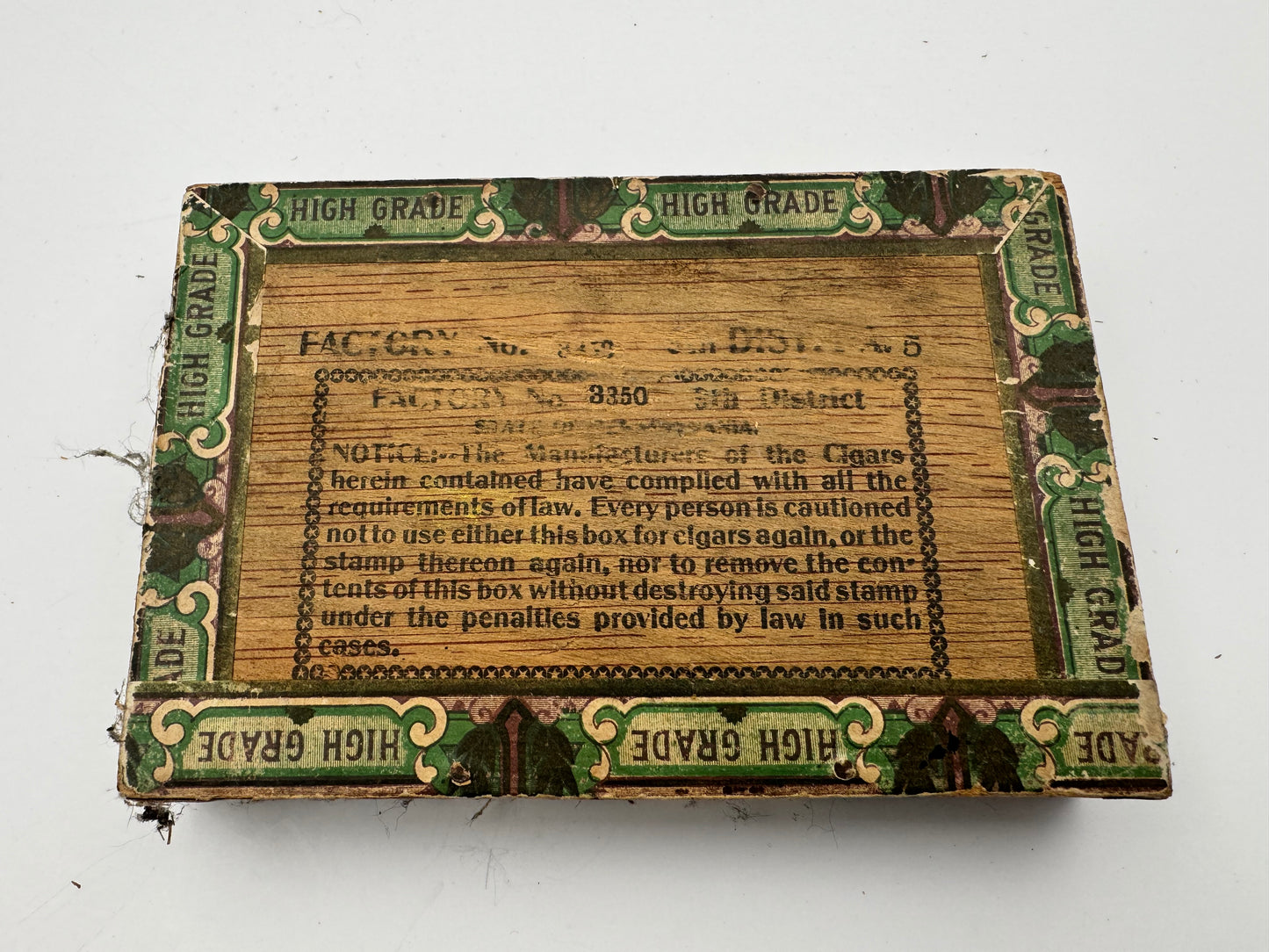 Vintage Cigar Box The Judge Wood 1900s Broken Lid