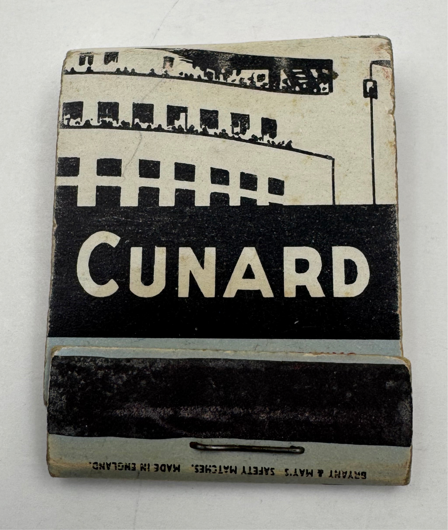 Vintage Matchbook Cunard Cool Ship Stack Graphic NOS