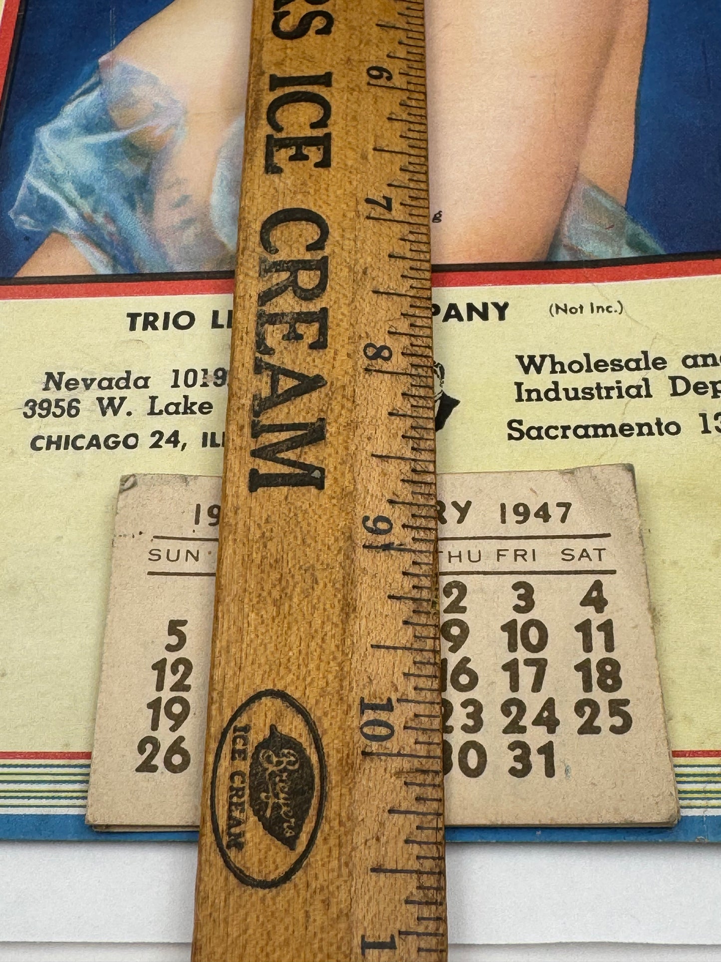 Vintage Pin Up Calendar Trio Liquor 1947