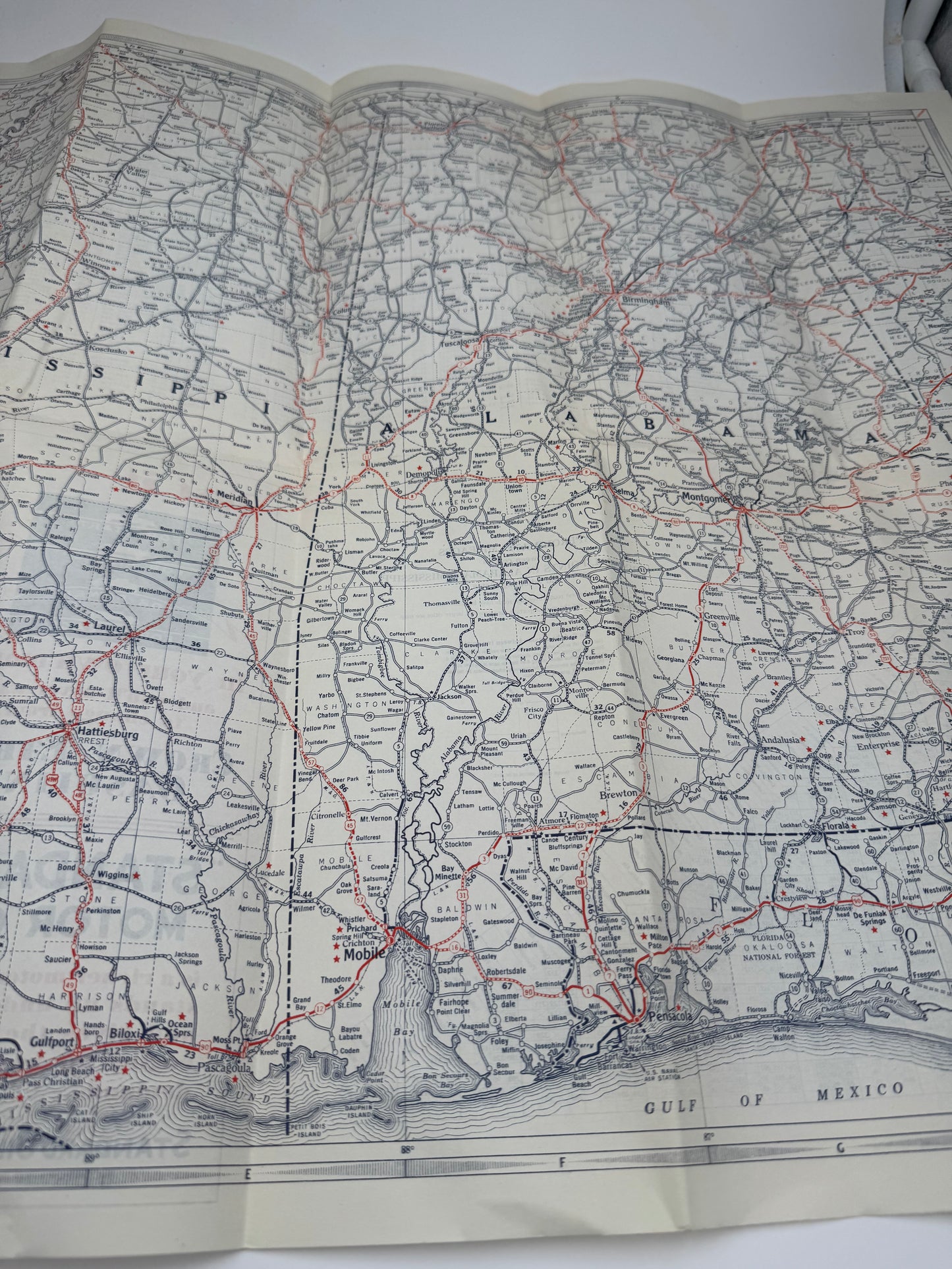 Vintage Road Map 1931 Standard Oil Alabama Mississippi