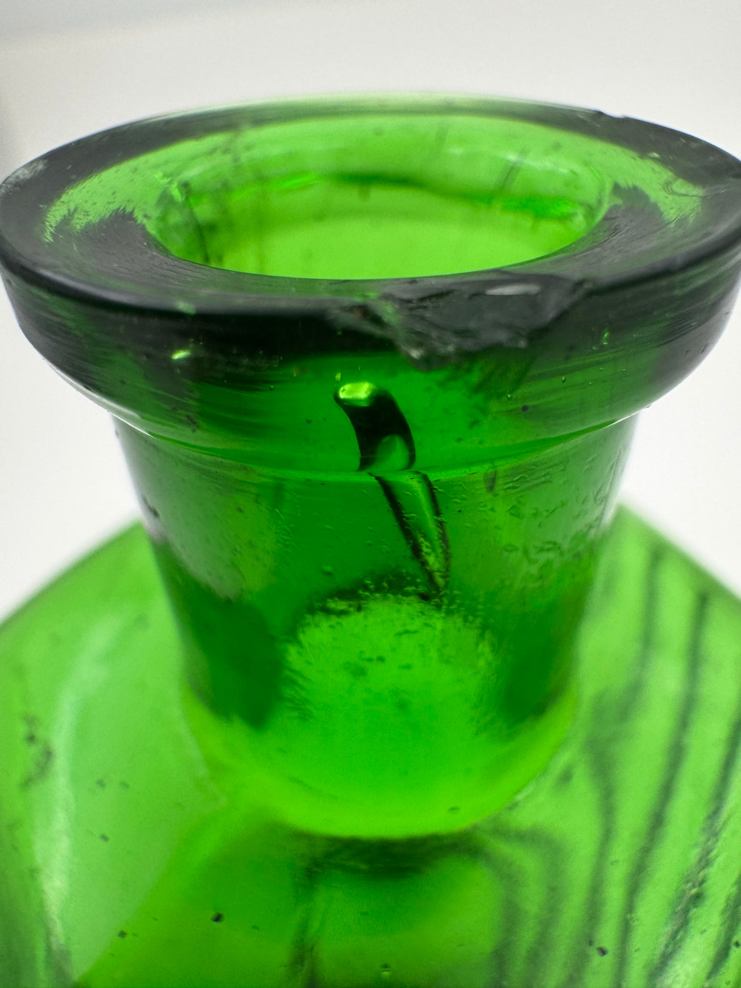 Vintage Poison Bottle Green Ribbed 8 Oz
