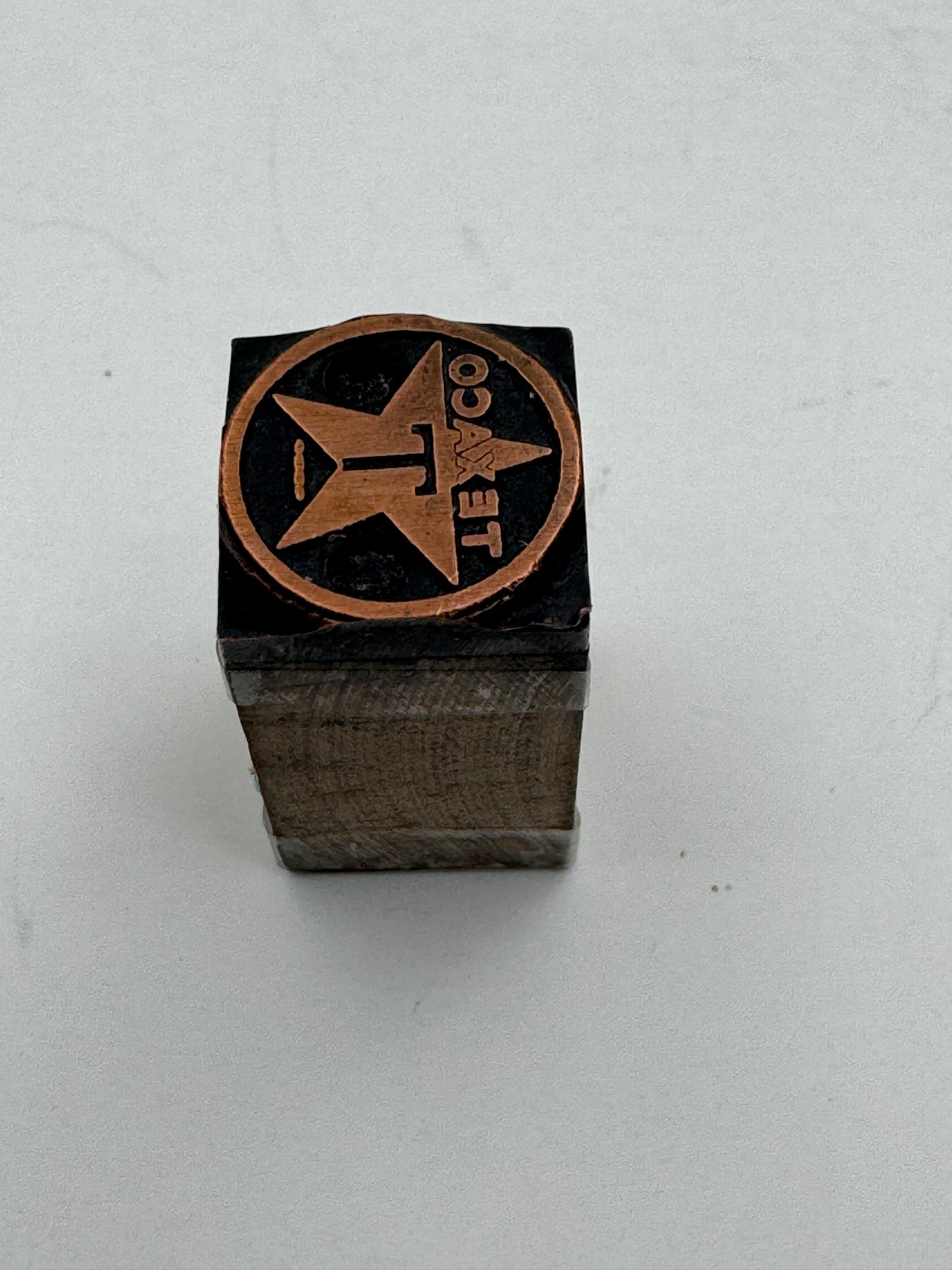 Vintage Printers Block Texaco Gas And Oil Logo
