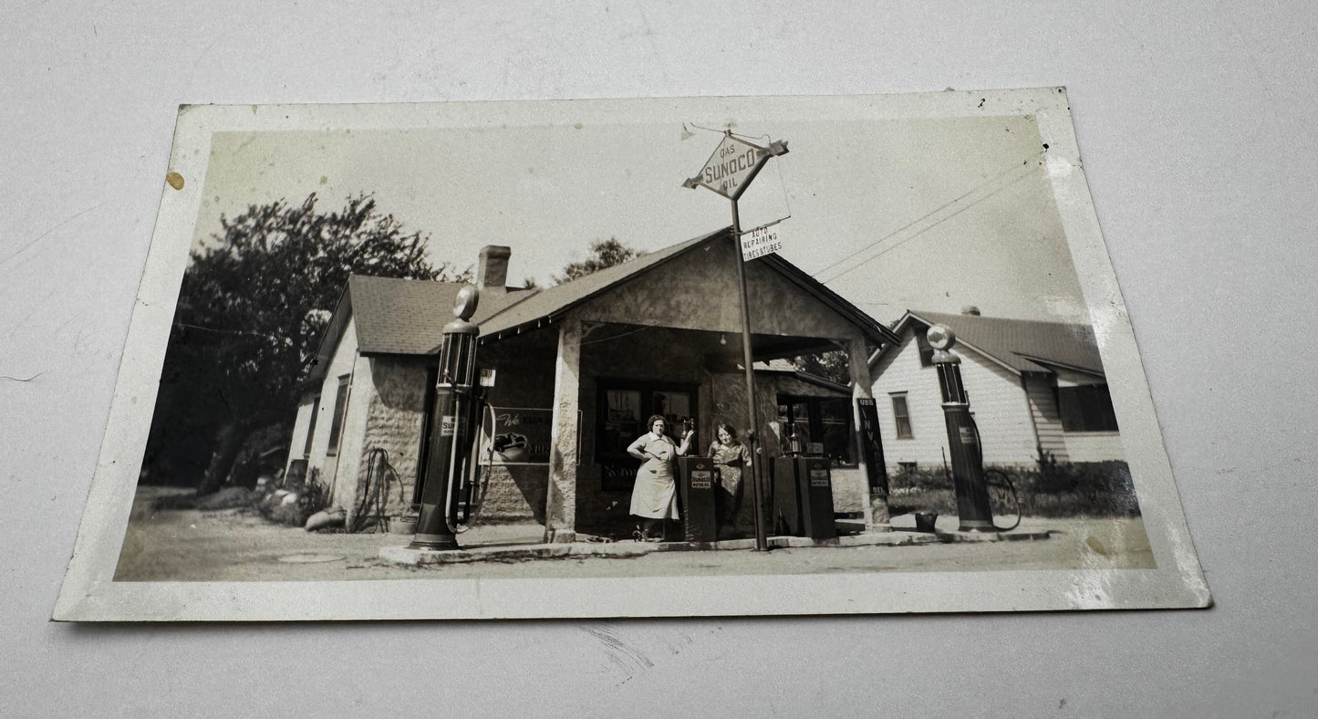 Vintage Gas Station Photos With Women Lot of 2