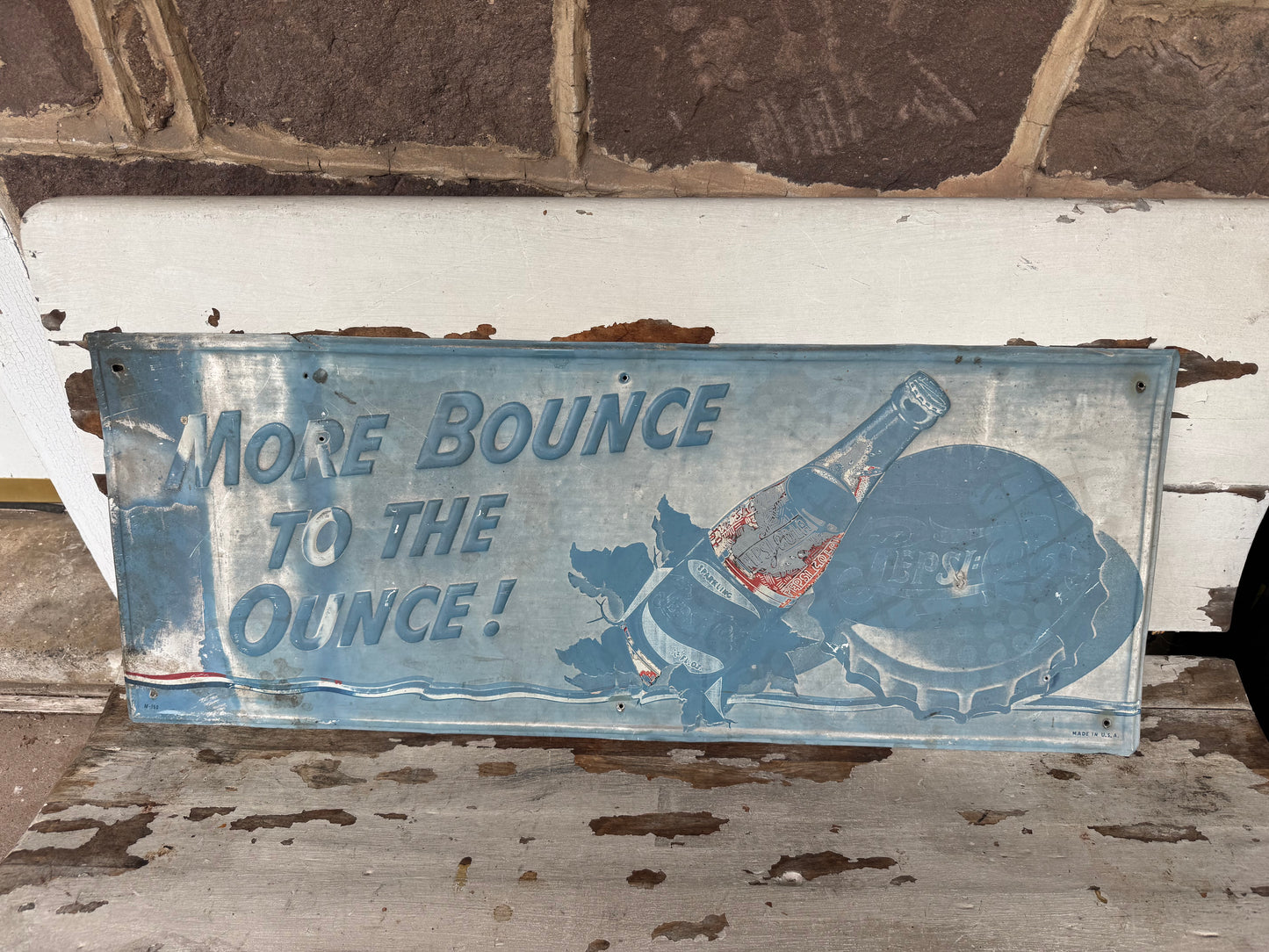Vintage Pepsi Sign More Bounce Tin Single Face