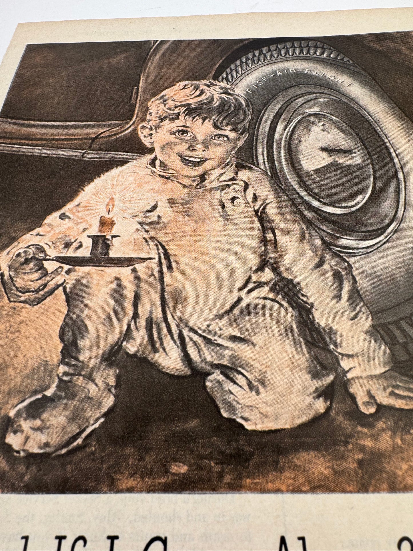 Vintage Fisk Tires Ad Large Format 14” x 11” RARE