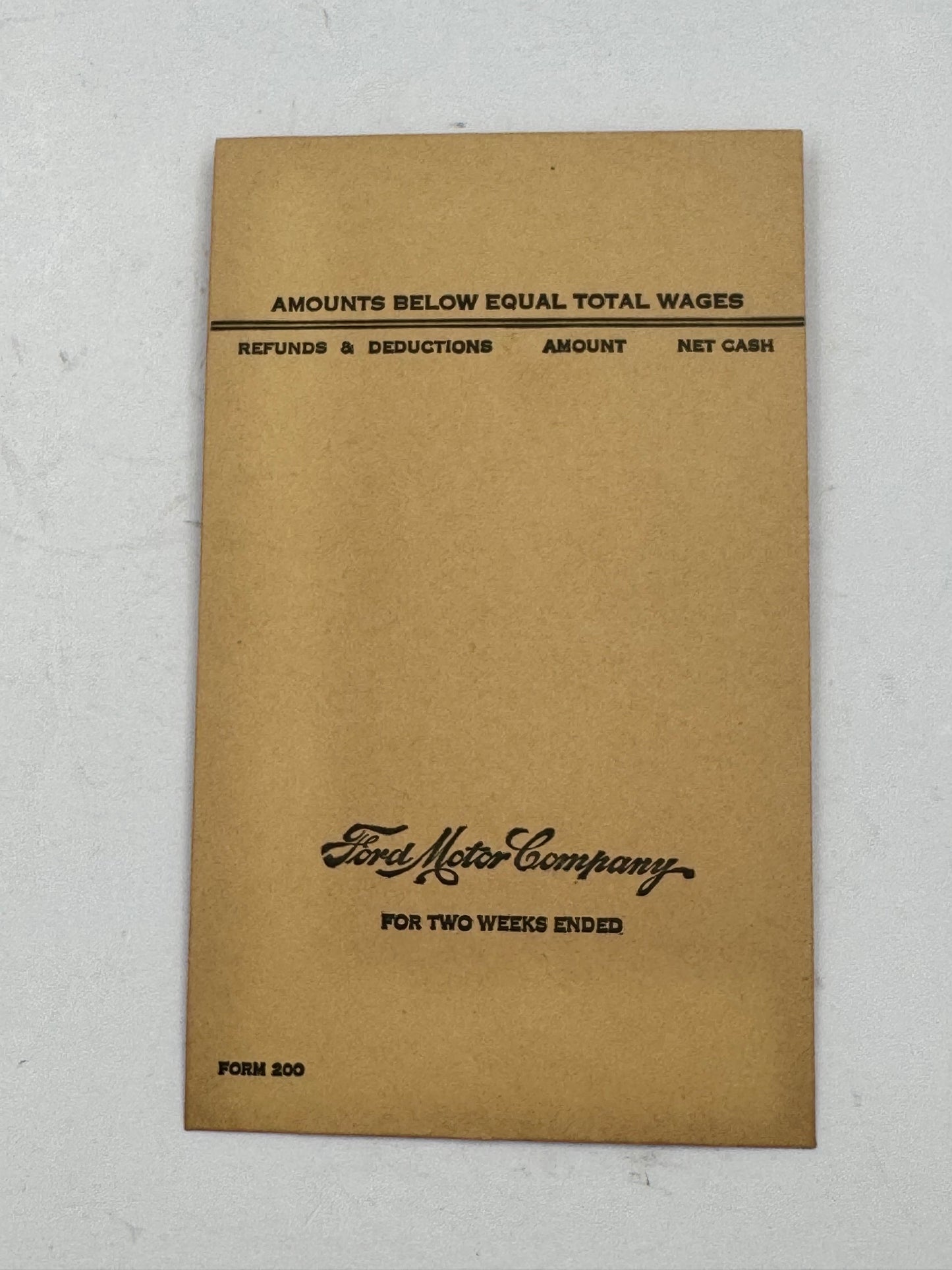 Vintage Ford Employee Pay Envelope 1937 NOS