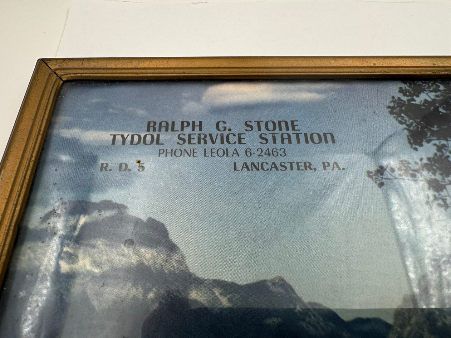 Vintage Tydol Thermometer and Service Station Ad Framed