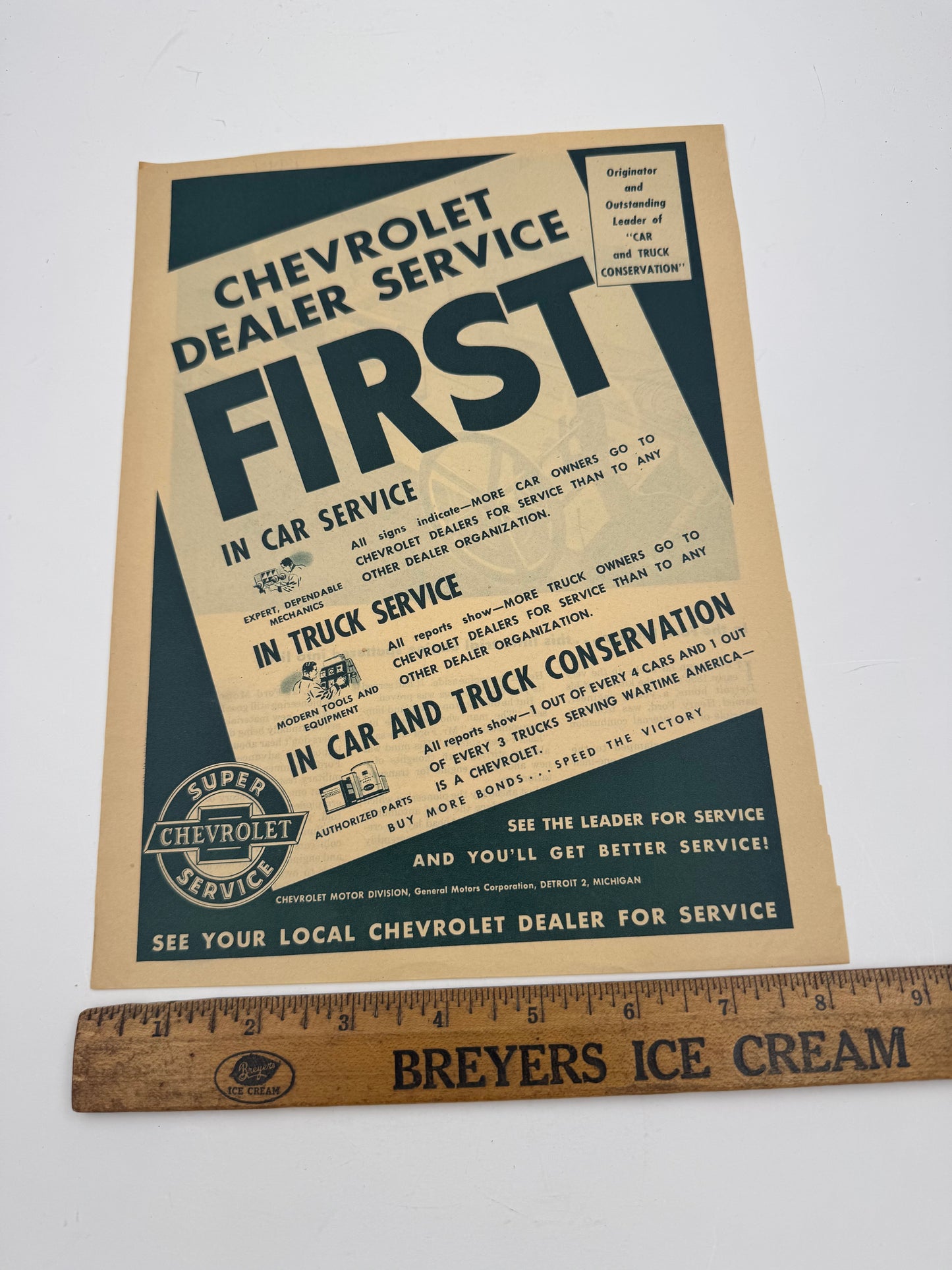 Vintage Chevrolet Super Service Ad Print