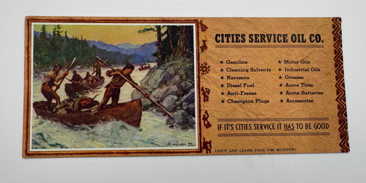 Vintage ink Blotter Cities Service Lewis and Clark Mint