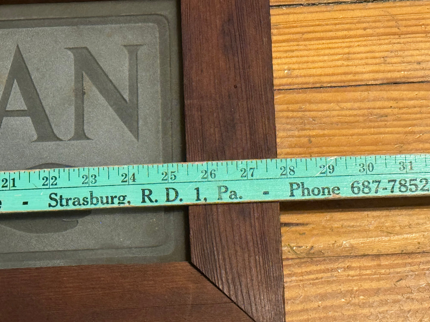 Vintage Glass Sign Embossed Dr. Hibshman