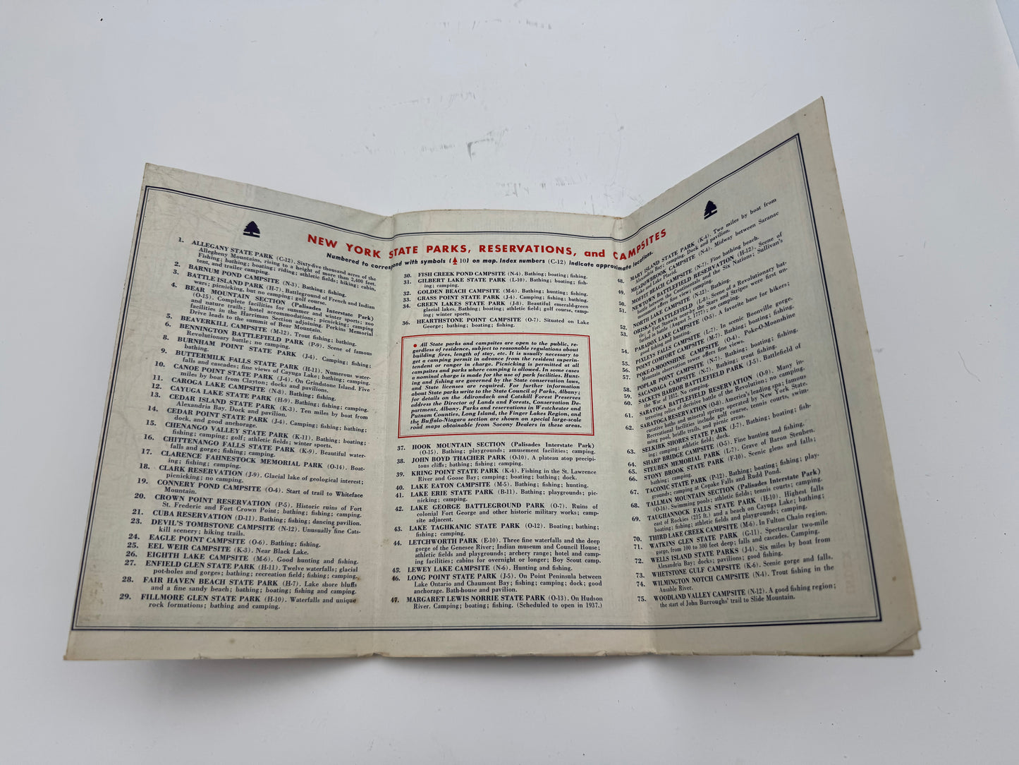 Vintage Roadmap Socony New York 1937