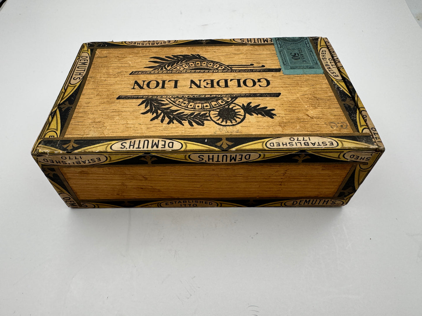 Vintage Cigar Box Golden Lion Demuths Pencil Written