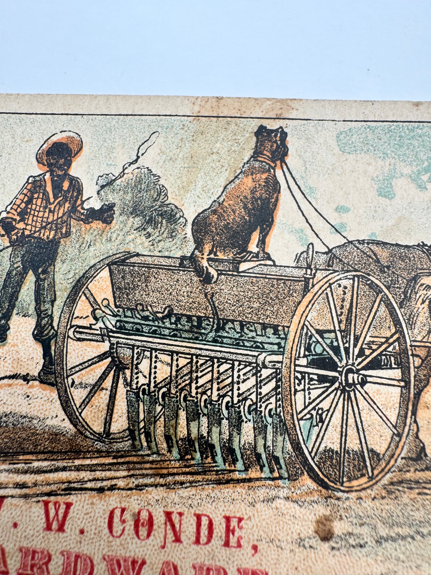 Vintage Trade Card Farmer Teaches Dogs To Plow