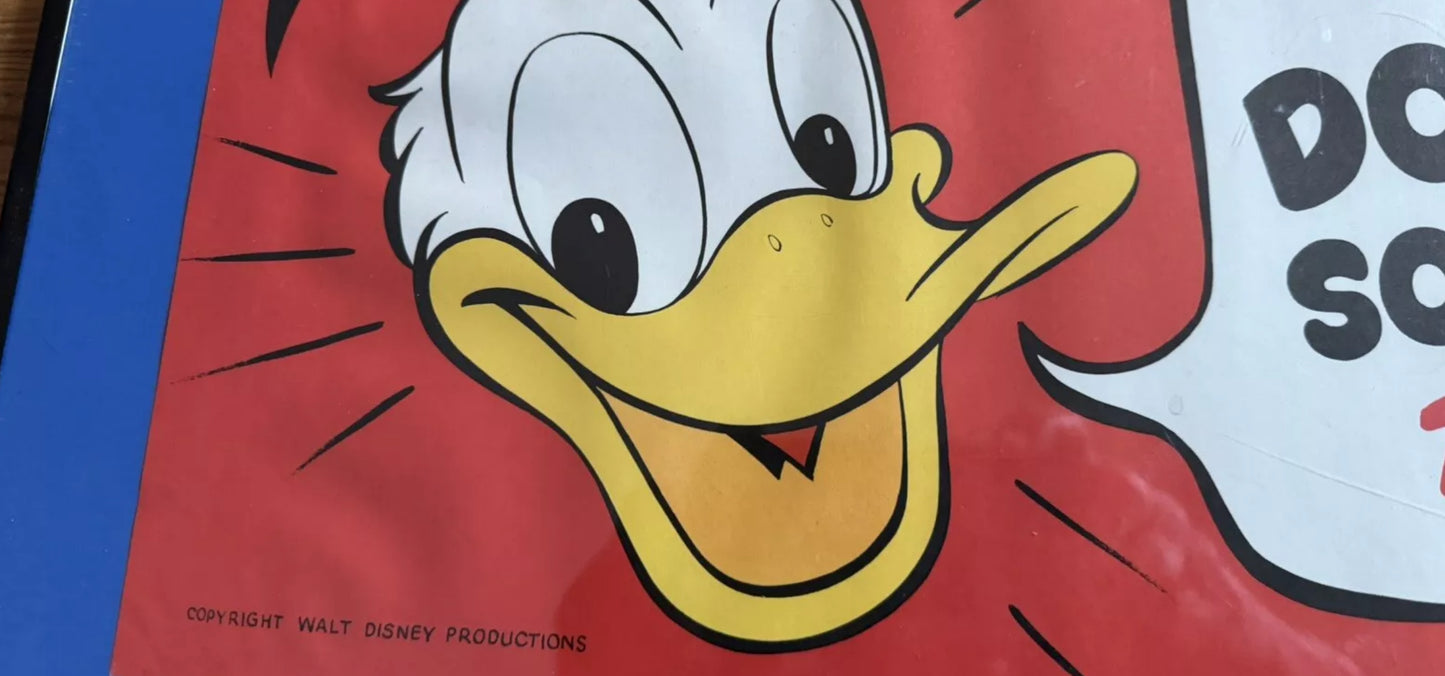 Vintage Sign Donald Duck Soft Drinks  With Rare Premium