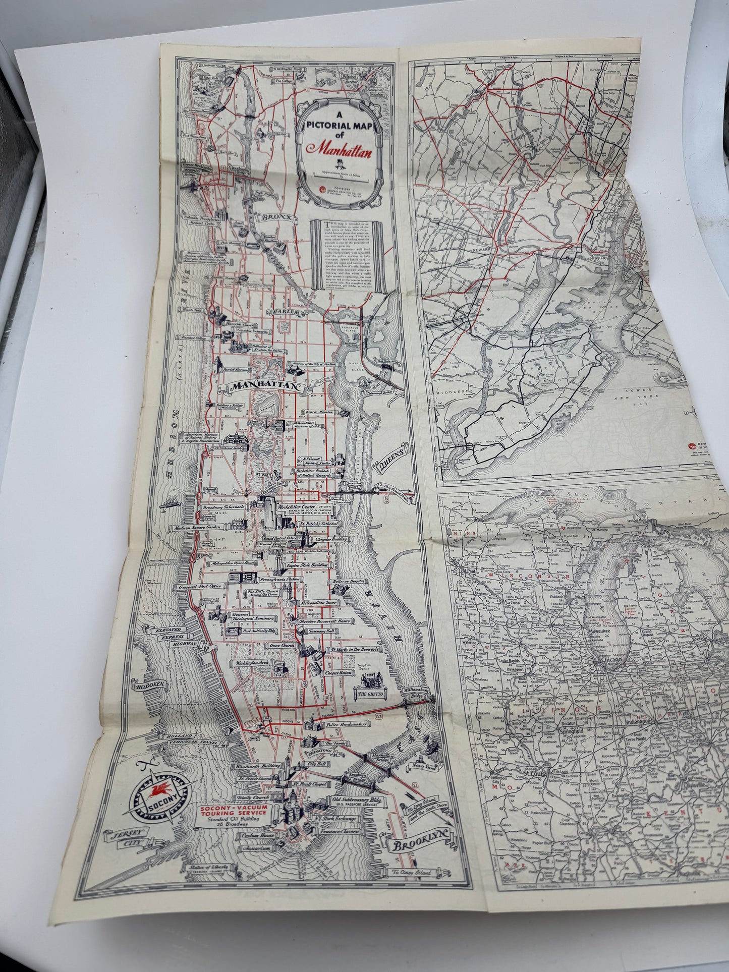Vintage Roadmap Socony New York 1937