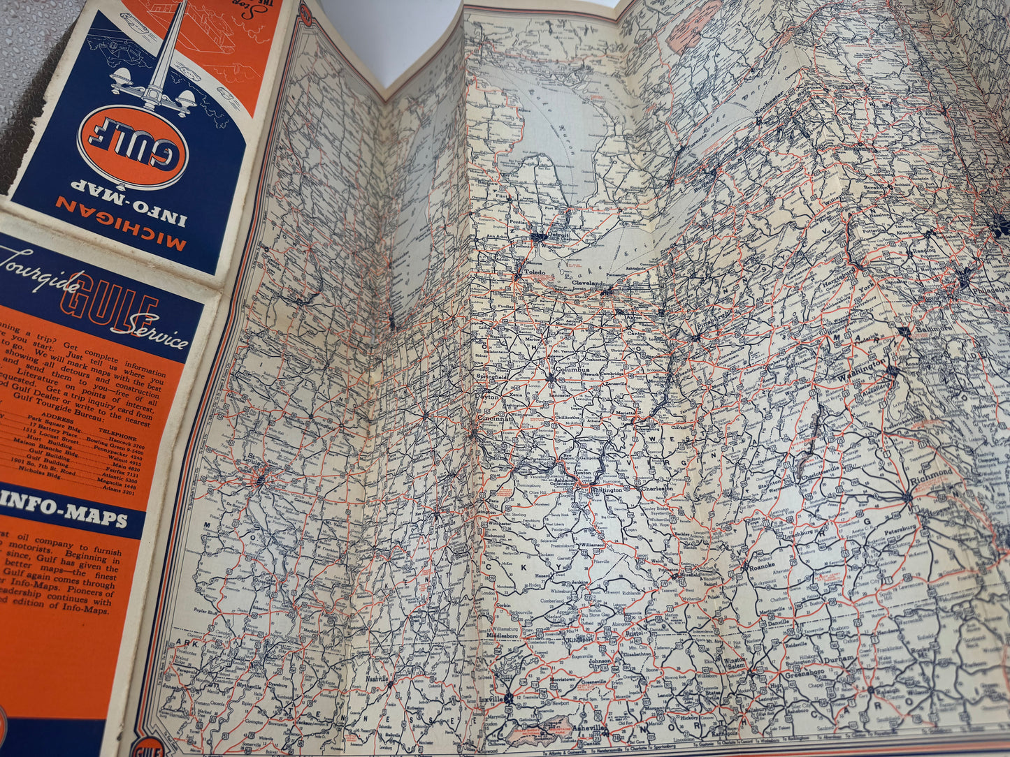 Vintage Road Map Gulf Michigan 1930s