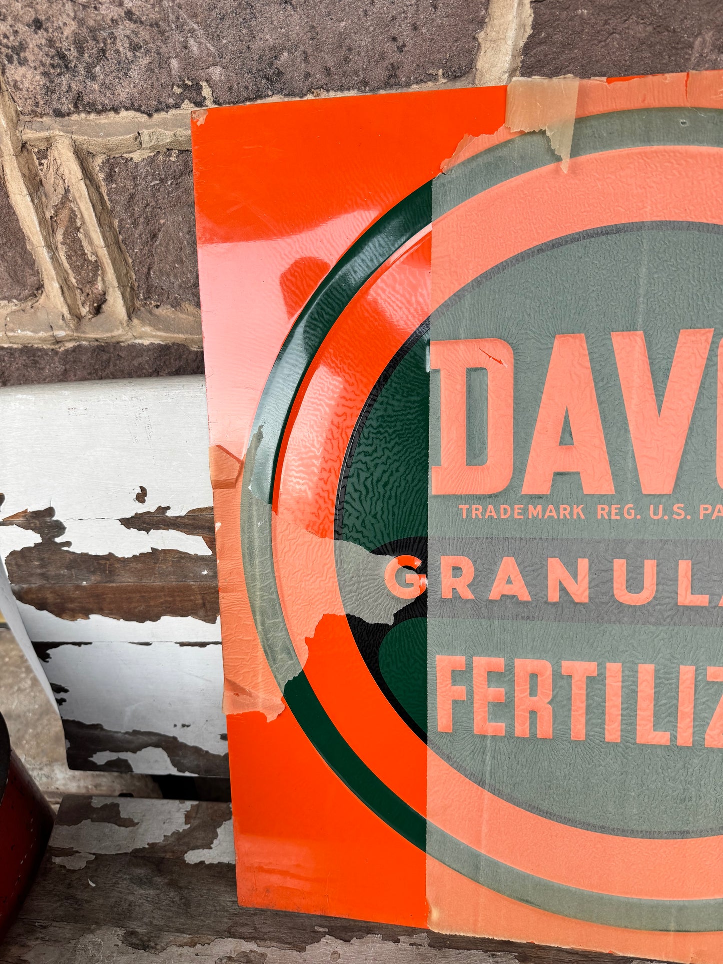 Vintage Sign Davco Fertilizer NOS 26” x 26”