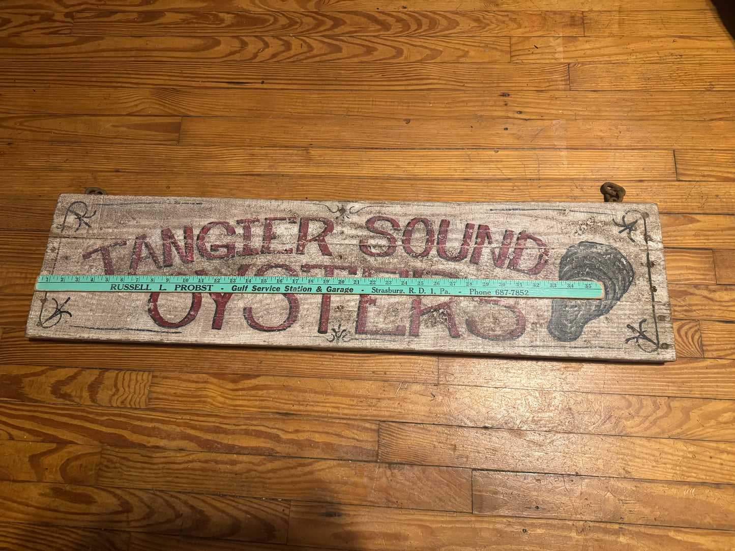 Vintage Oyster Sign Tangier Sound VA. Wood