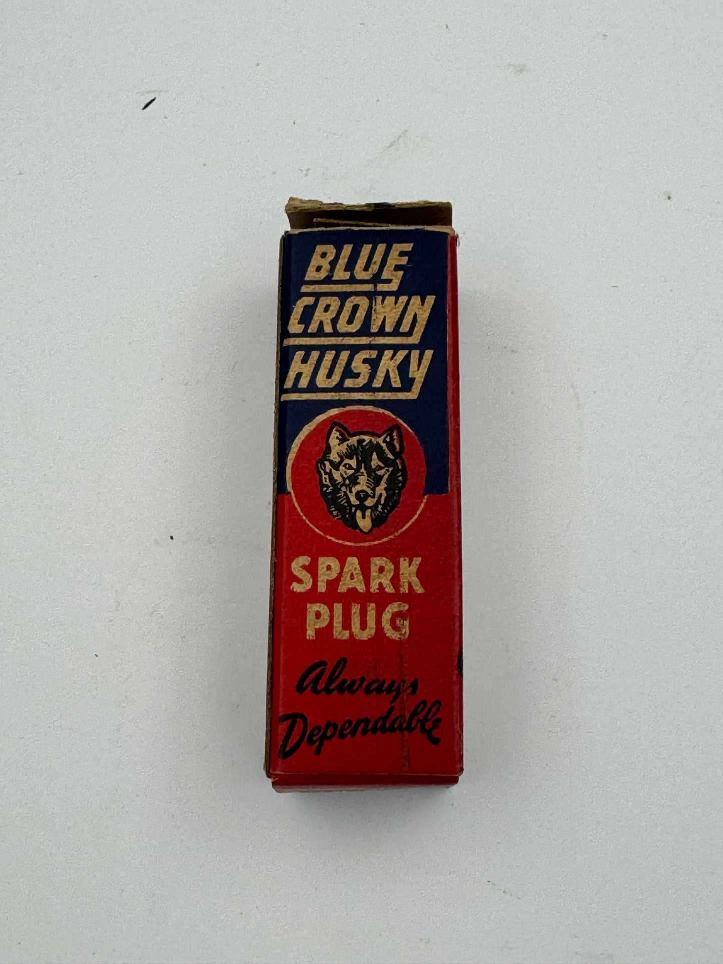 Vintage Blue Crown Husky Spark Plug