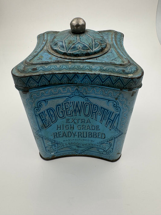 Vintage Edgeworth Tobacco Hinged Tin Convex Sides