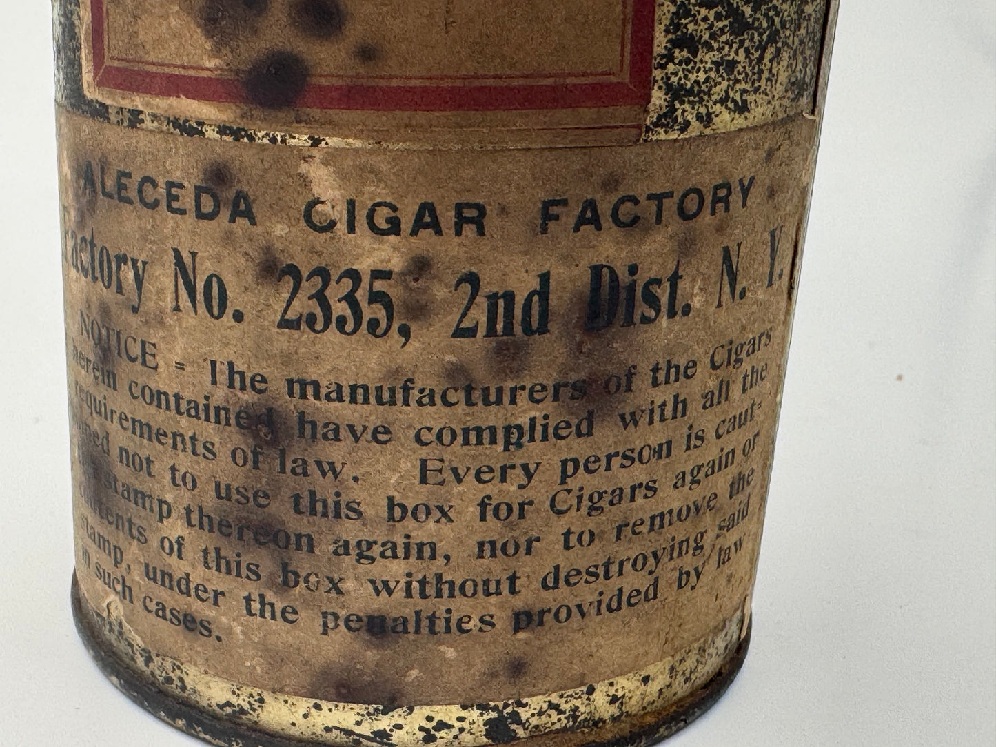 Vintage Cigar Humidor El Eldicto Paper Label NY