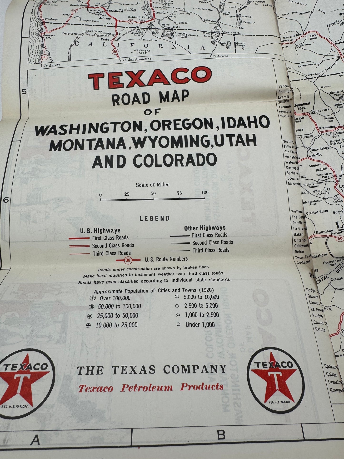 Vintage Roadmap Texaco WA ID CO