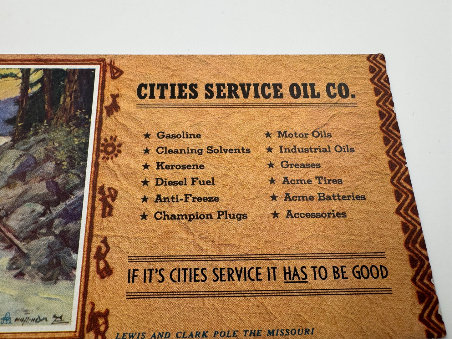 Vintage ink Blotter Cities Service Lewis and Clark Mint