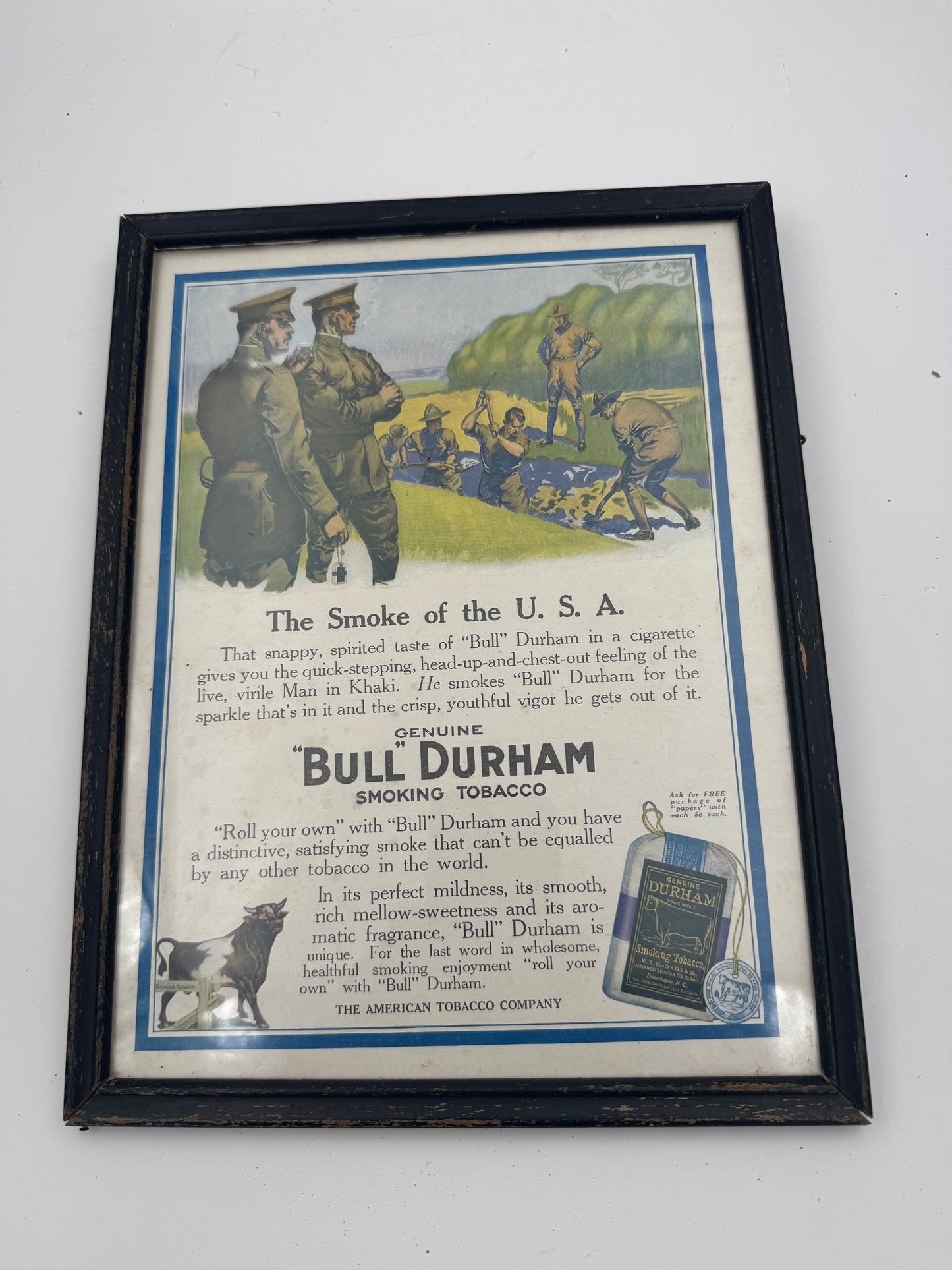 Vintage Bull Durham Sign Ad Paper Framed