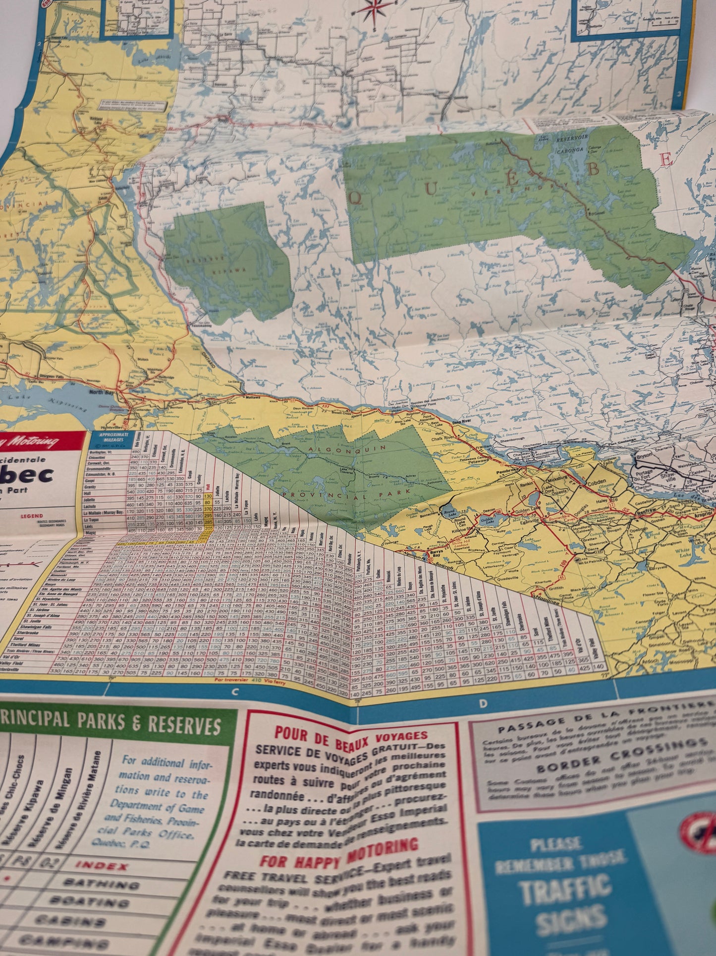 Vintage Esso Roadmap Quebec 1957 New Old Stock