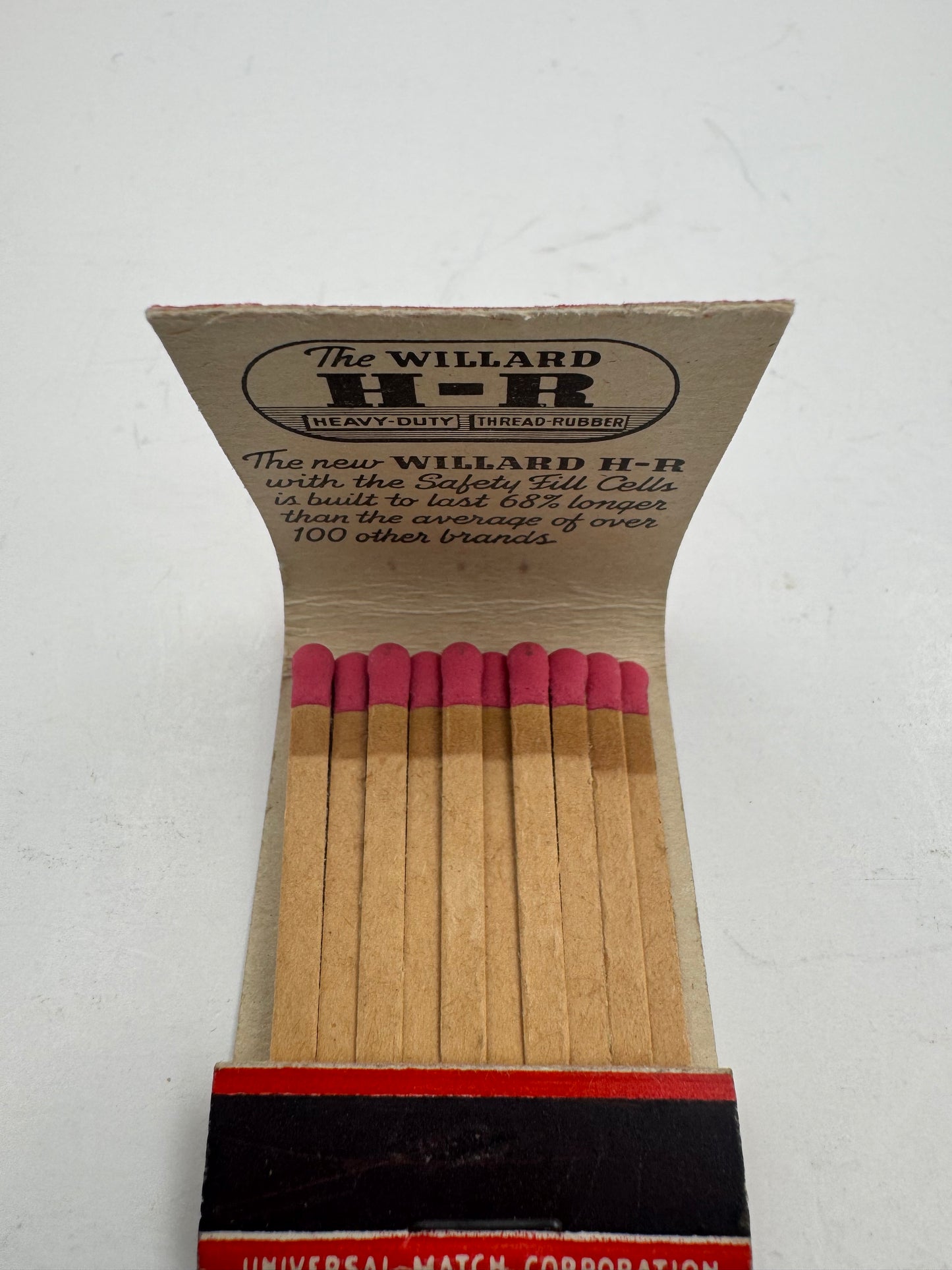 Vintage Matchbook Willard Batteries Full