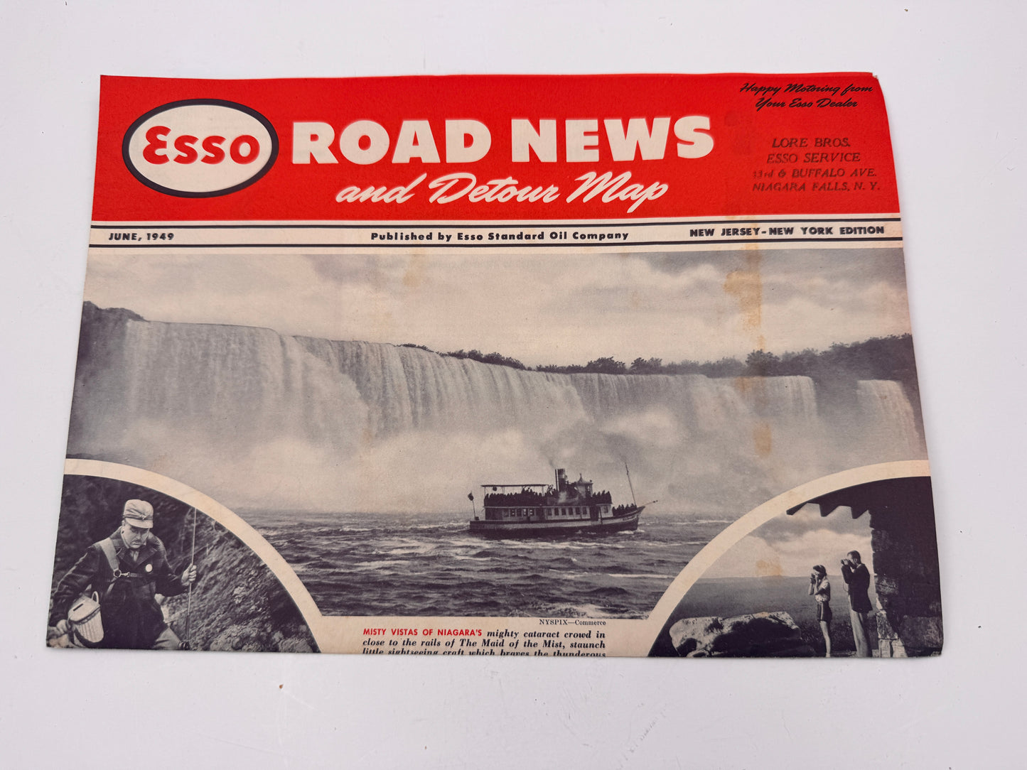 Vintage Esso Road News & Detour Map NJ NY 1949