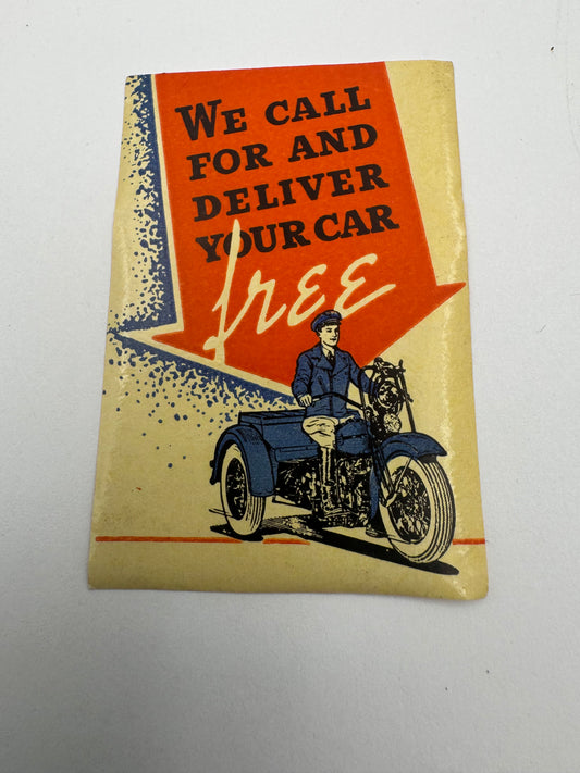 Vintage Auto Shop Car Jockey On Motorcycle Ad