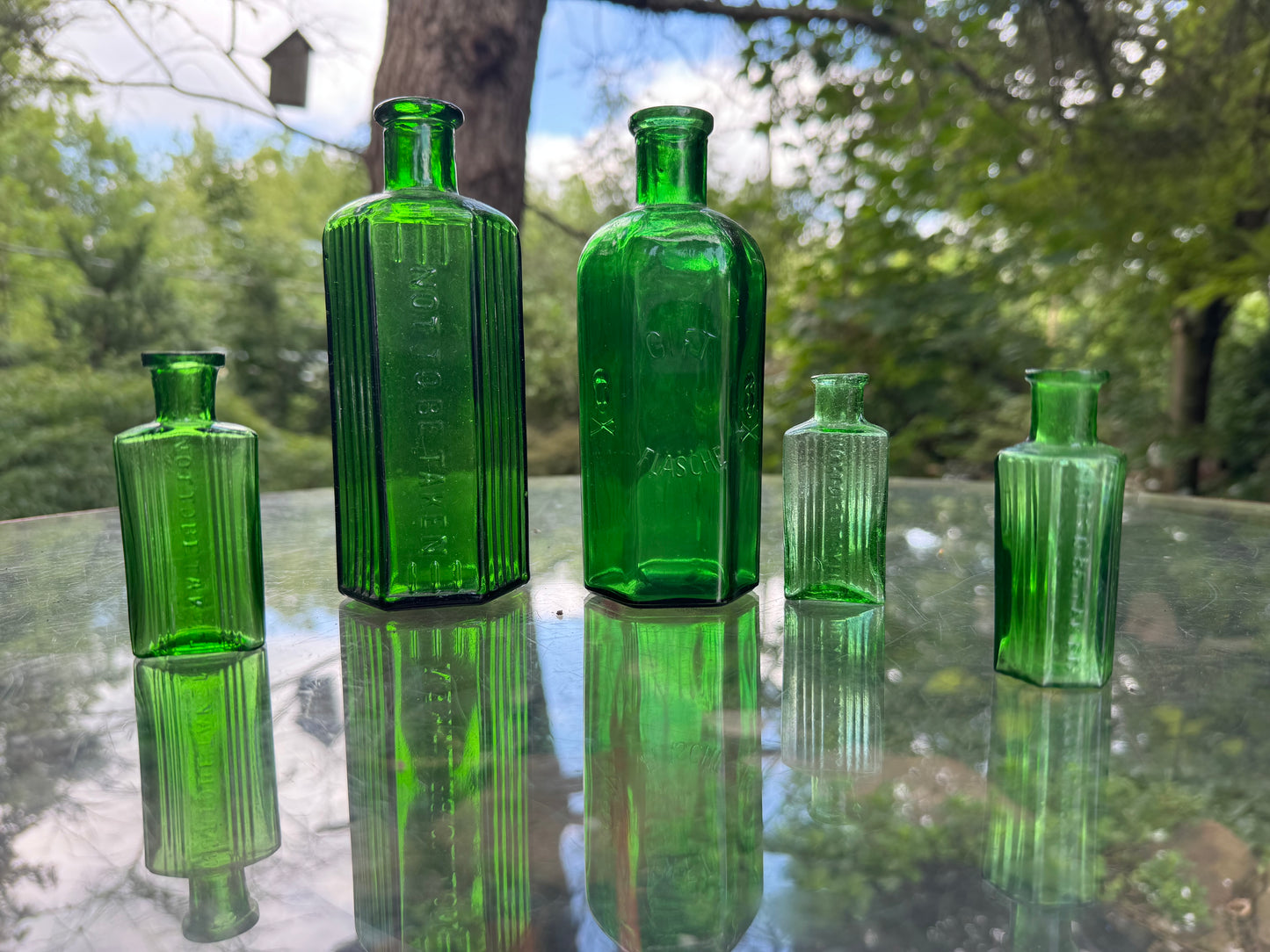 Vintage Poison Medicine Bottle Colection Green