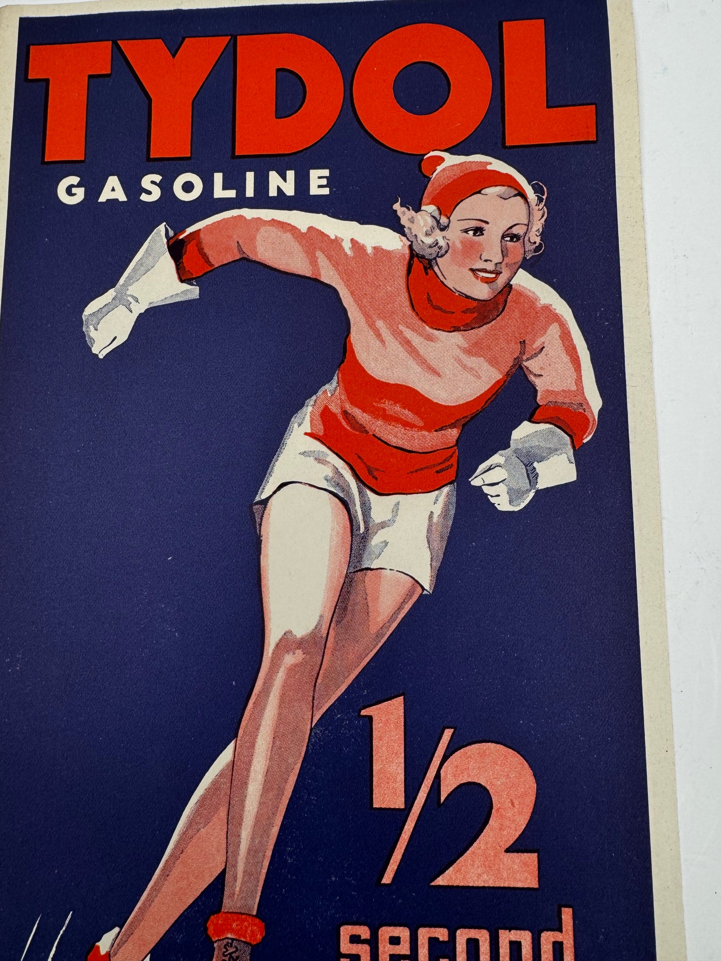 Vintage Tydol Gasoline Broadside Ad Rare Minty