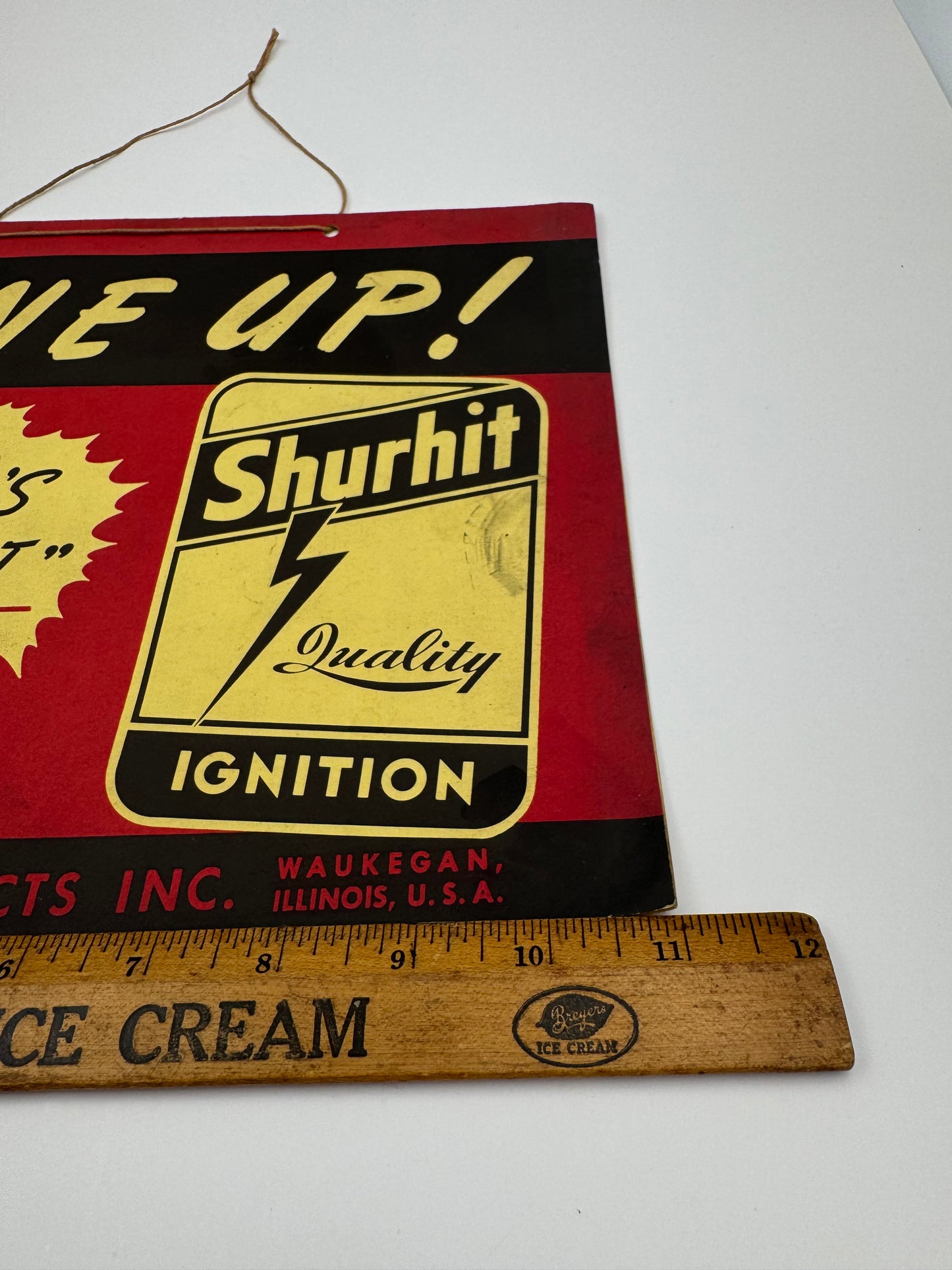 Vintage Sign Shurhit Ignition Tune Up Cardstock 1930s