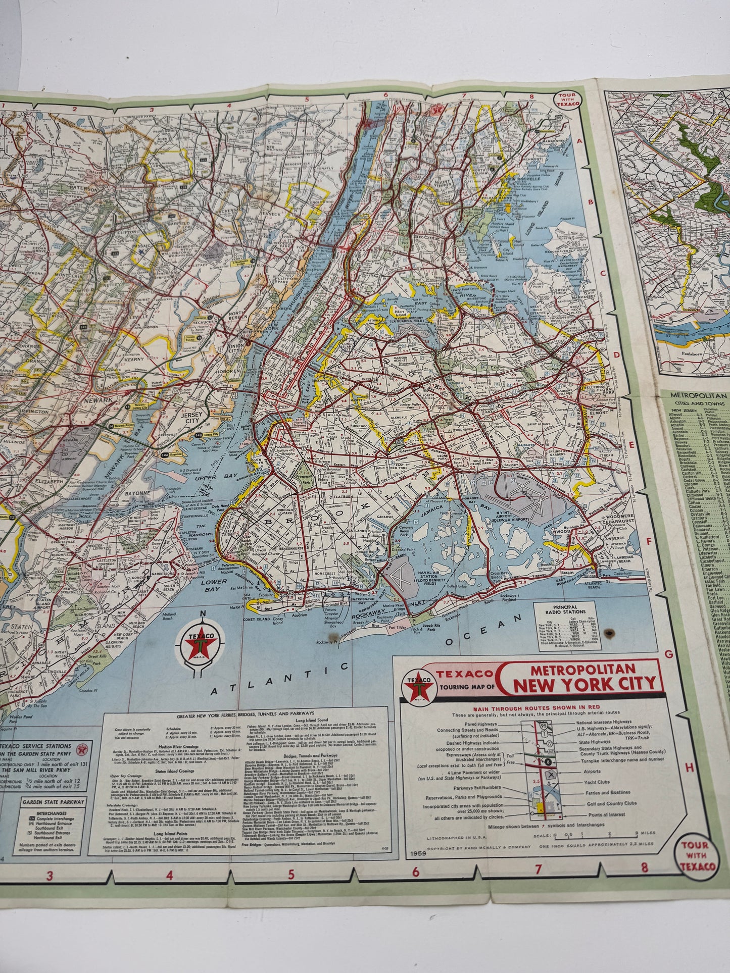 Vintage Texaco Road Map New Jersey & Metro NYC 1959