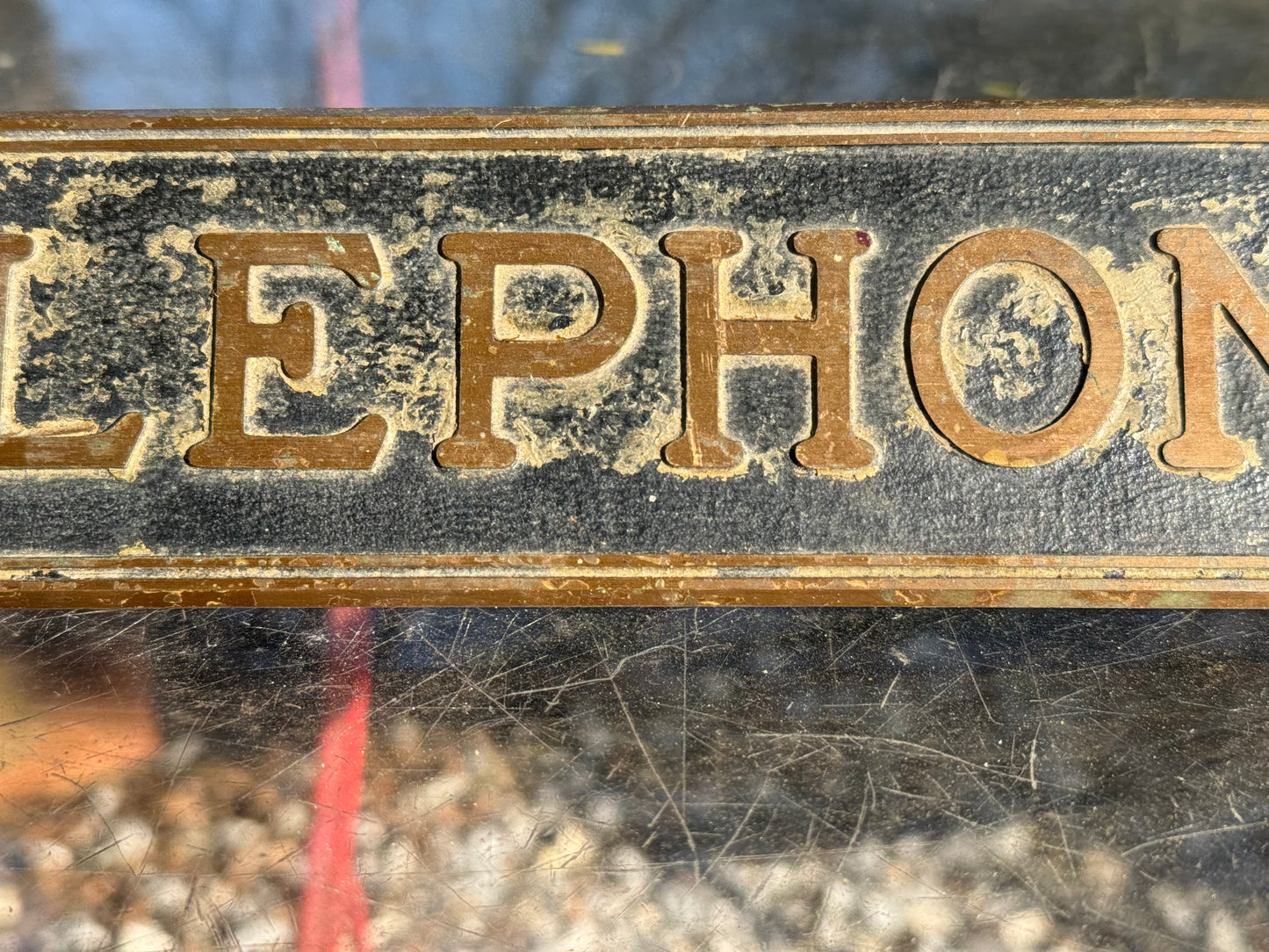 Vintage Telephone Sign Brass