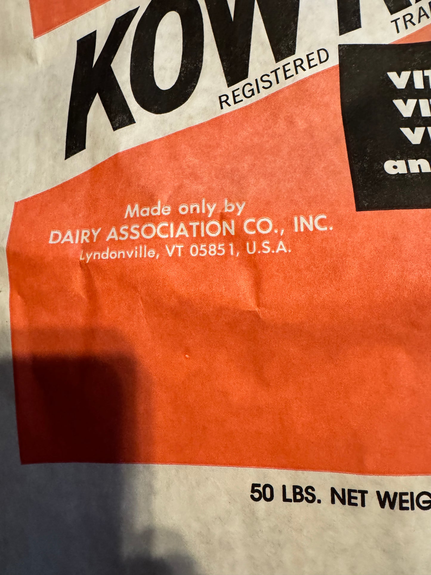 Vintage Feed Bag Kow Kare Heavy Cardstock