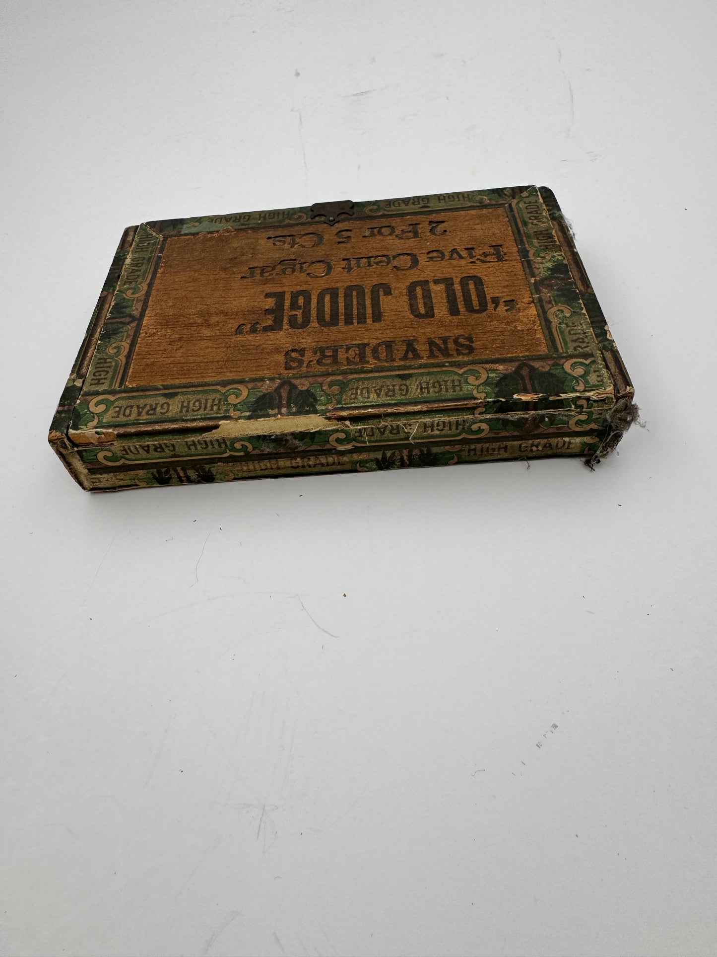 Vintage Cigar Box The Judge Wood 1900s Broken Lid