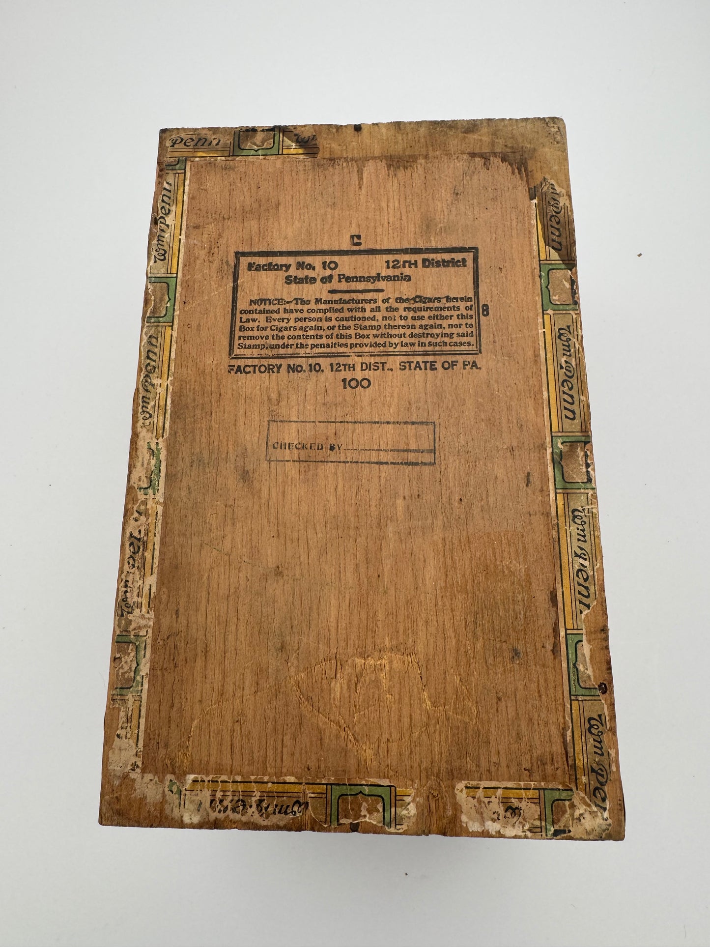 Vintage William Penn Cigar Box Writing On Sides