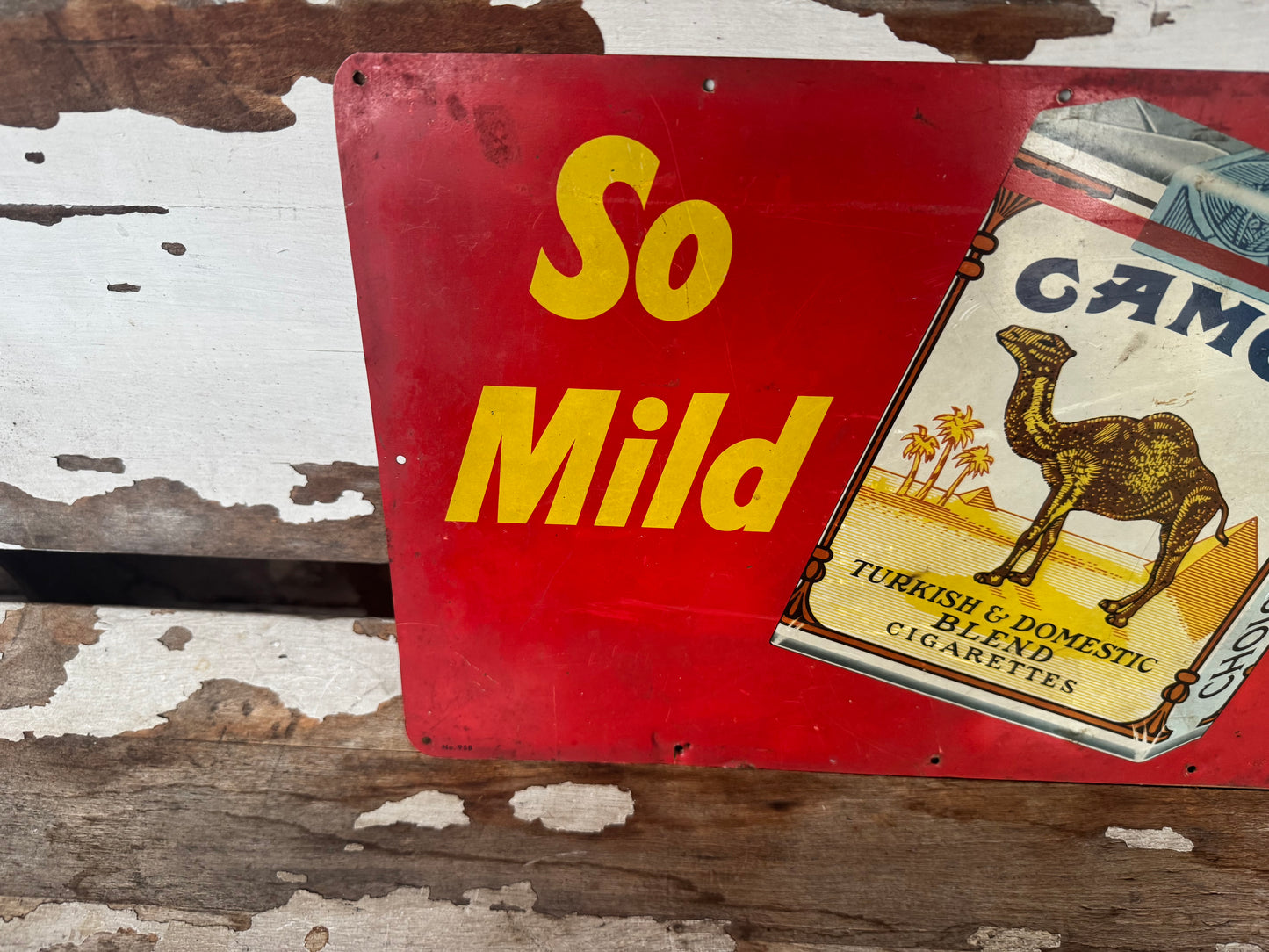 Vintage Camel Sign Tin So Mild So Good