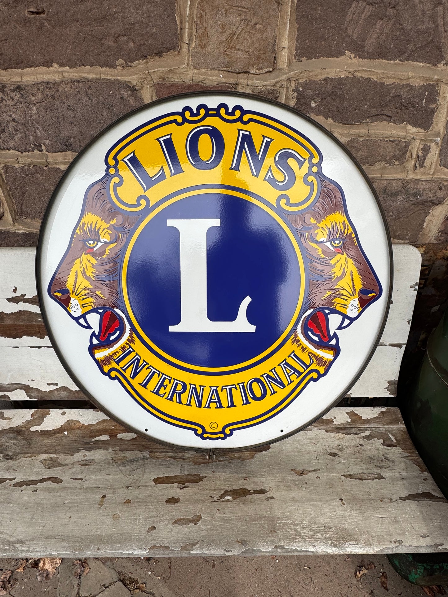 Vintage Porcelain Sign Lions Club Mint 30”