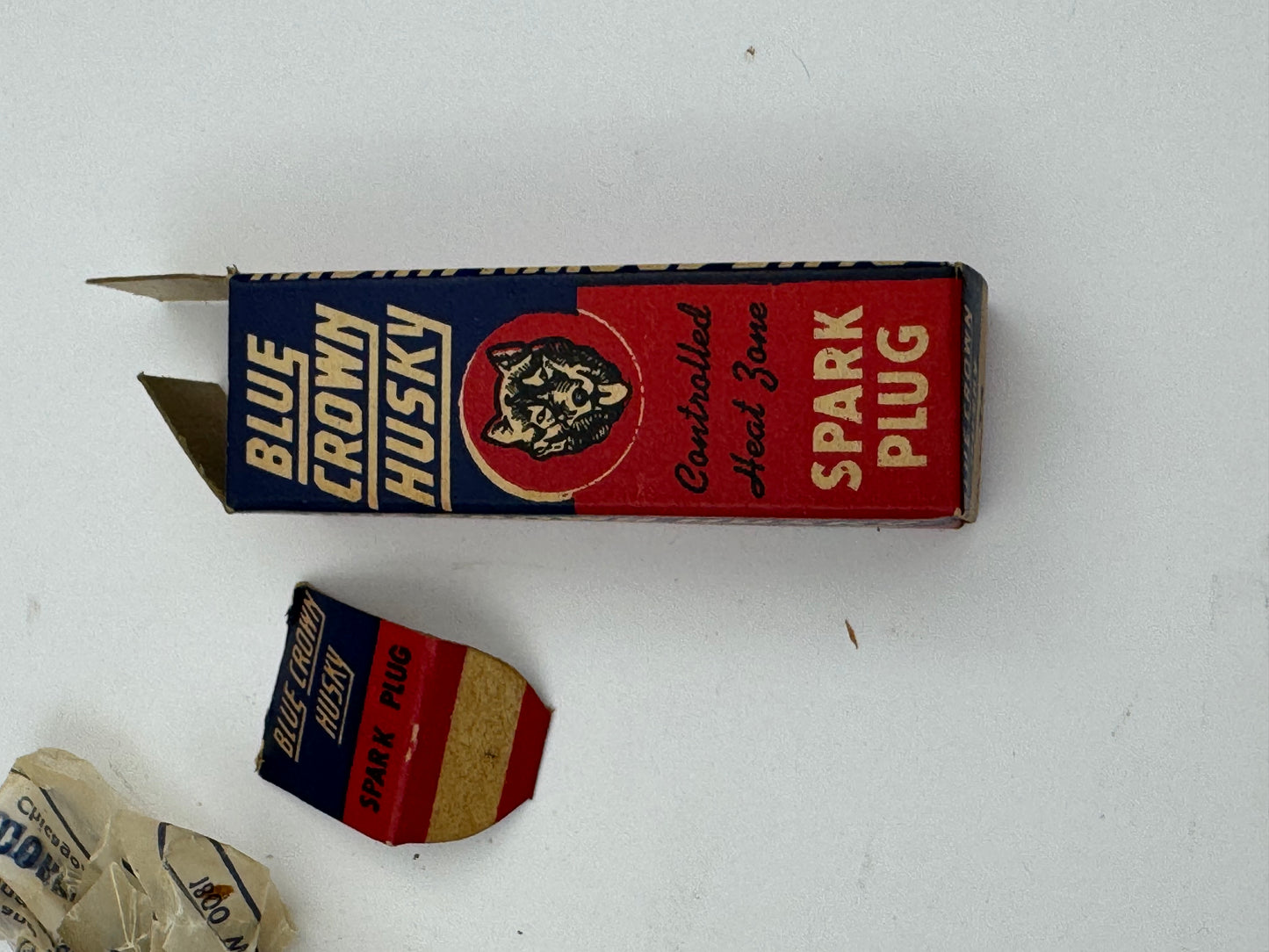Vintage Blue Crown Husky Spark Plug