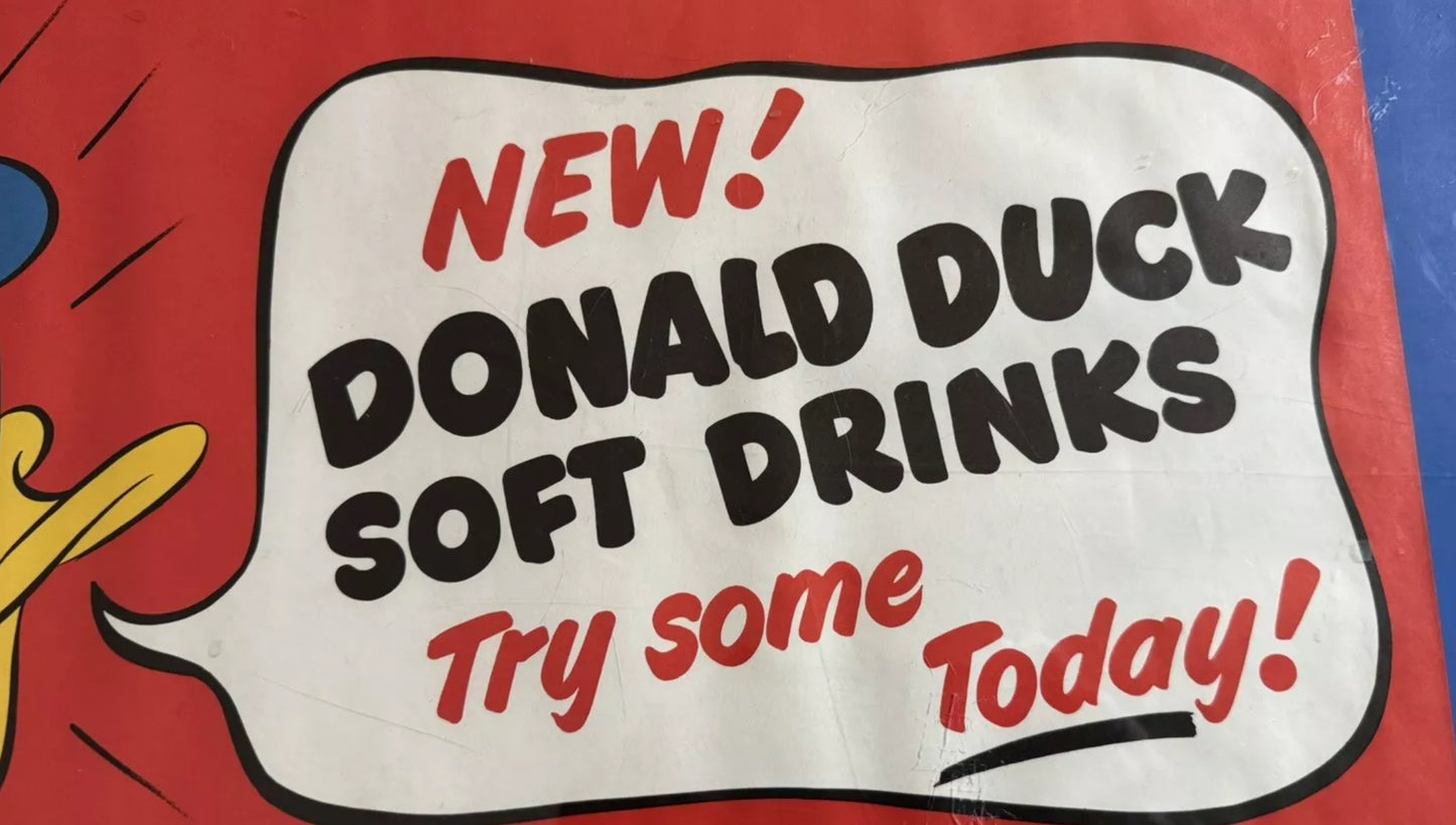 Vintage Sign Donald Duck Soft Drinks  With Rare Premium