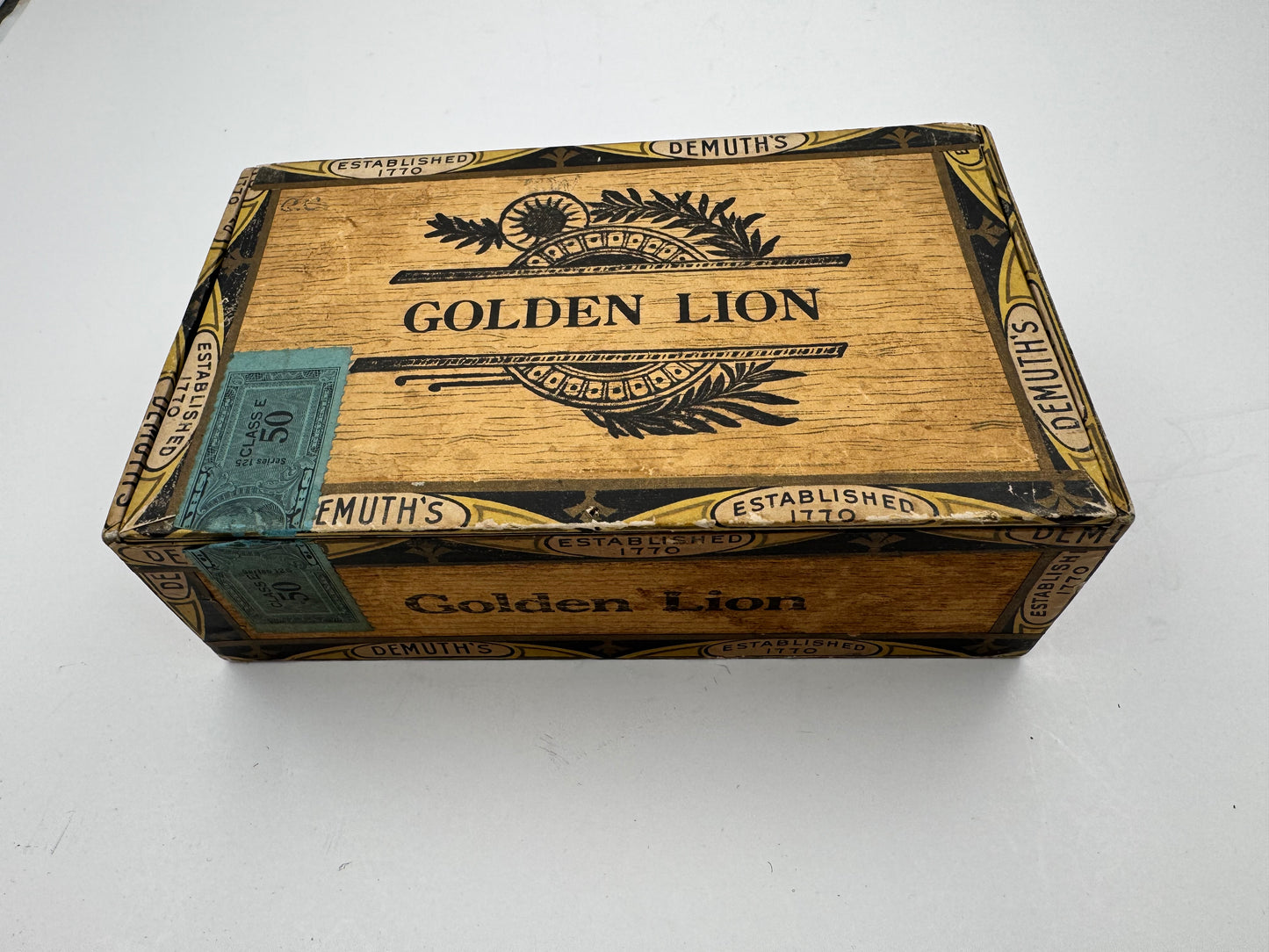 Vintage Cigar Box Golden Lion Demuths Pencil Written
